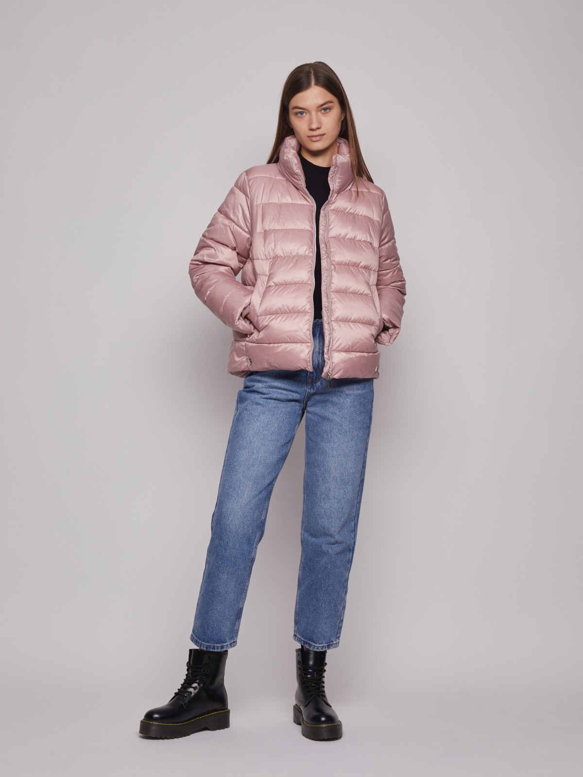 Тёплая куртка с воротником-стойкой zolla 022335102054, цвет розовый, размер XS - фото 2