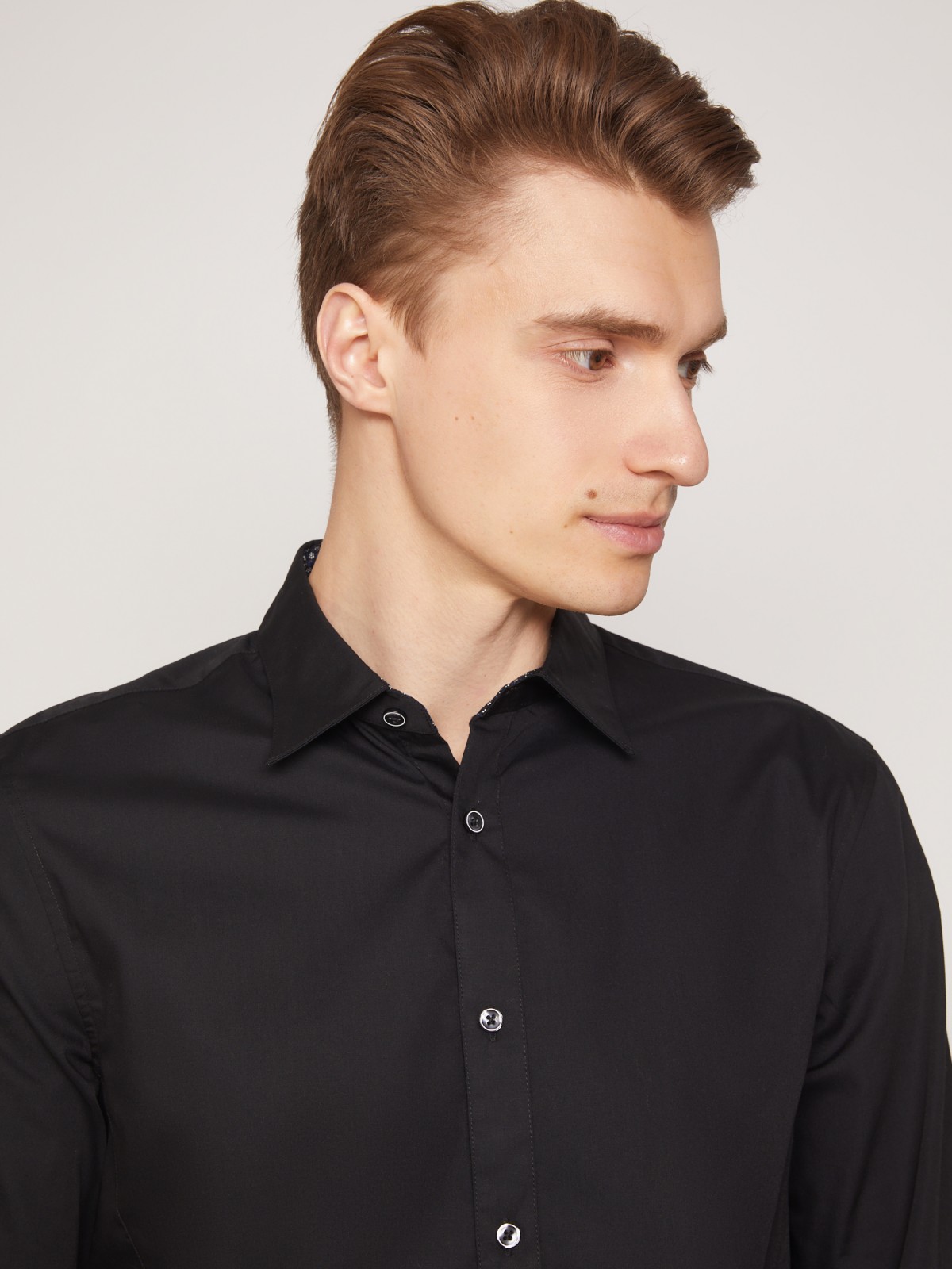 Классическая рубашка приталенного силуэта zolla 011322159012, цвет черный, размер XS - фото 5