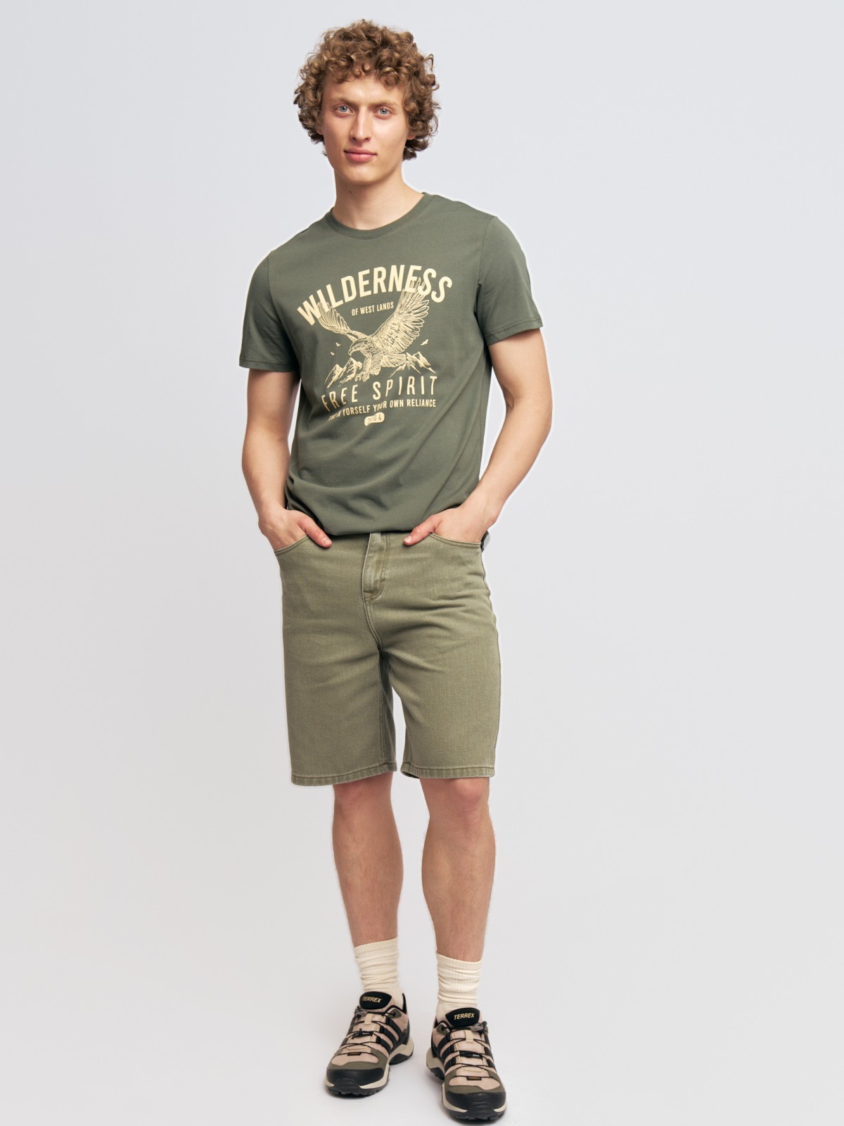 Футболка из хлопка с принтом и надписью