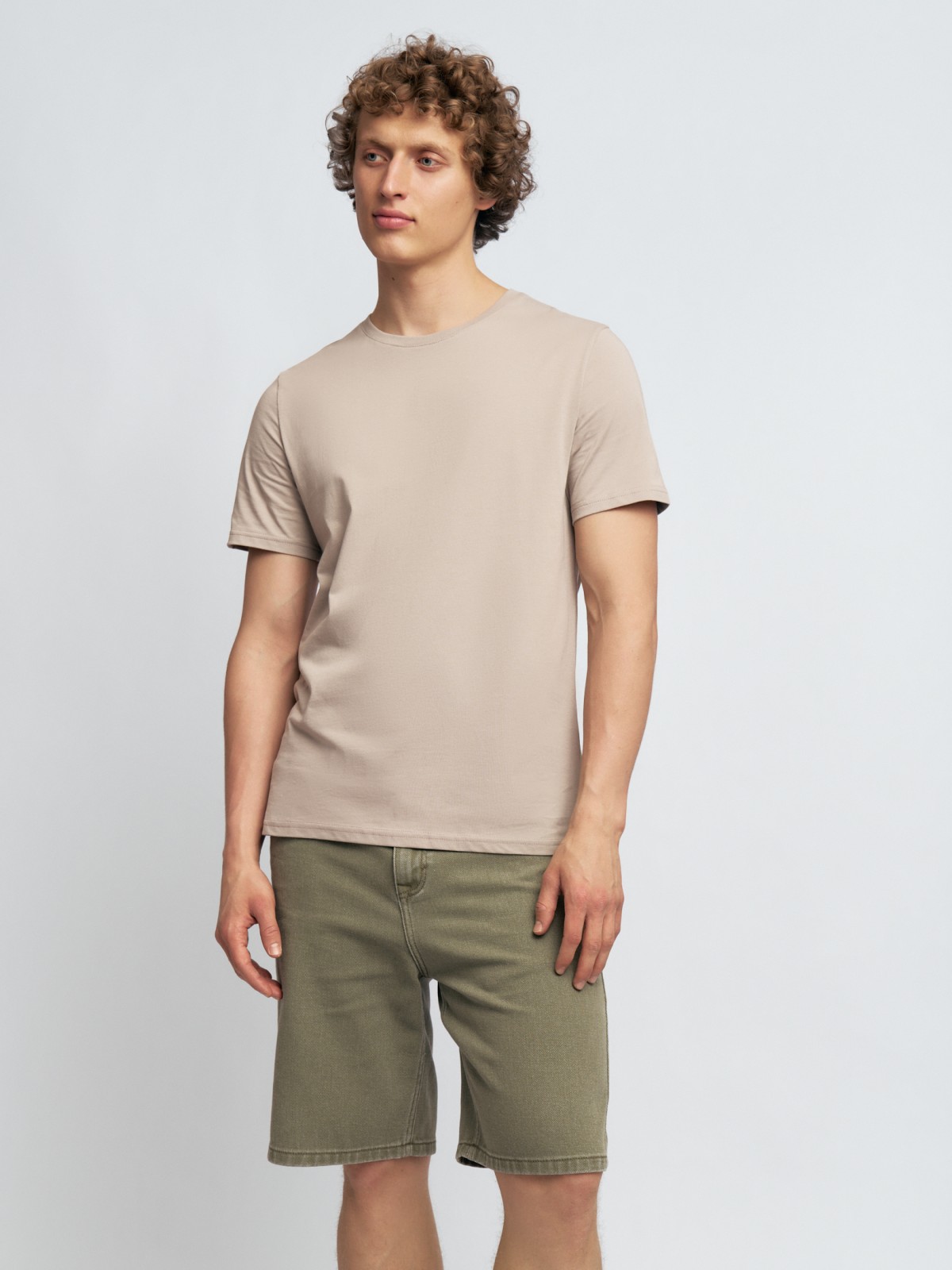 Футболка прямая из хлопка с круглым вырезом