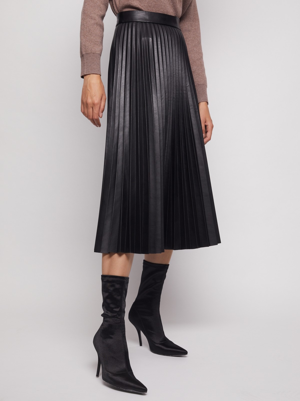 Плиссированная юбка из экокожи zolla 02134781Z021, цвет черный, размер XS - фото 5