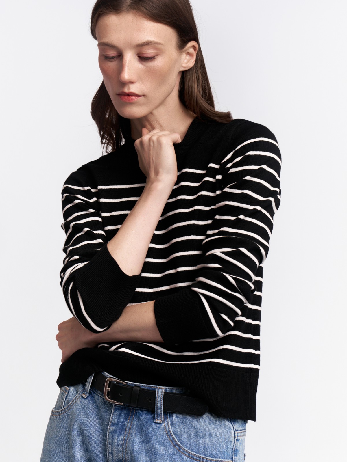 Джемпер из вязаного трикотажа в полоску