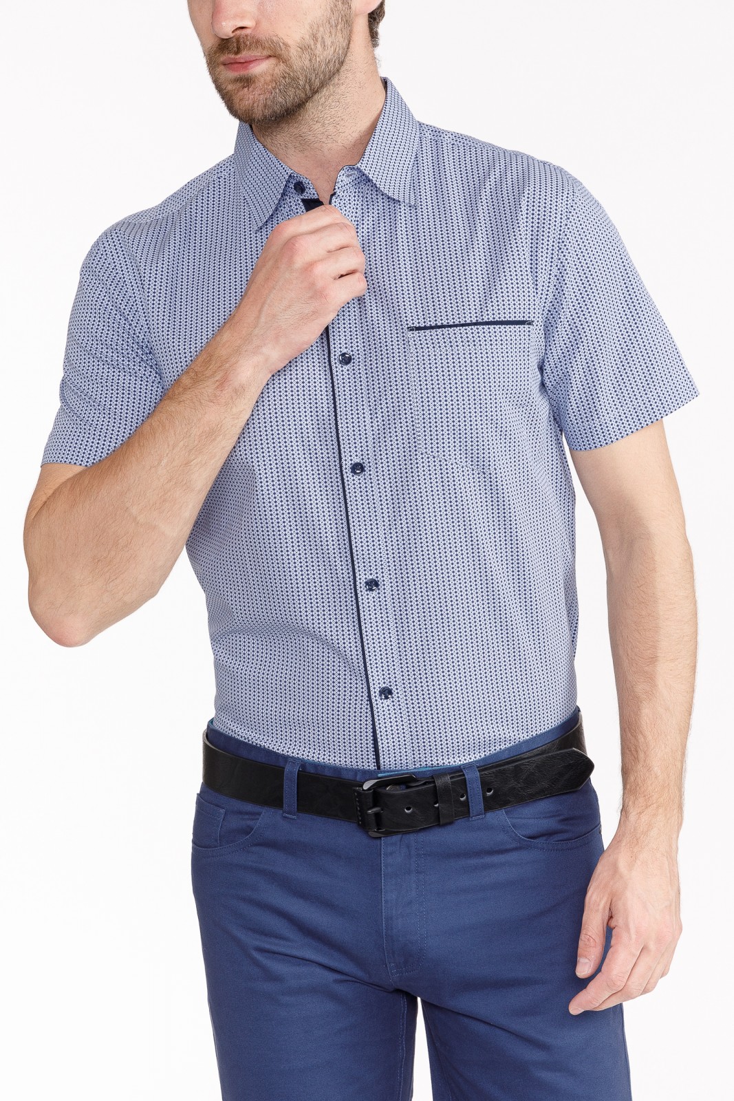 Рубашка с  короткими рукавами zolla 010242259153, цвет голубой, размер M