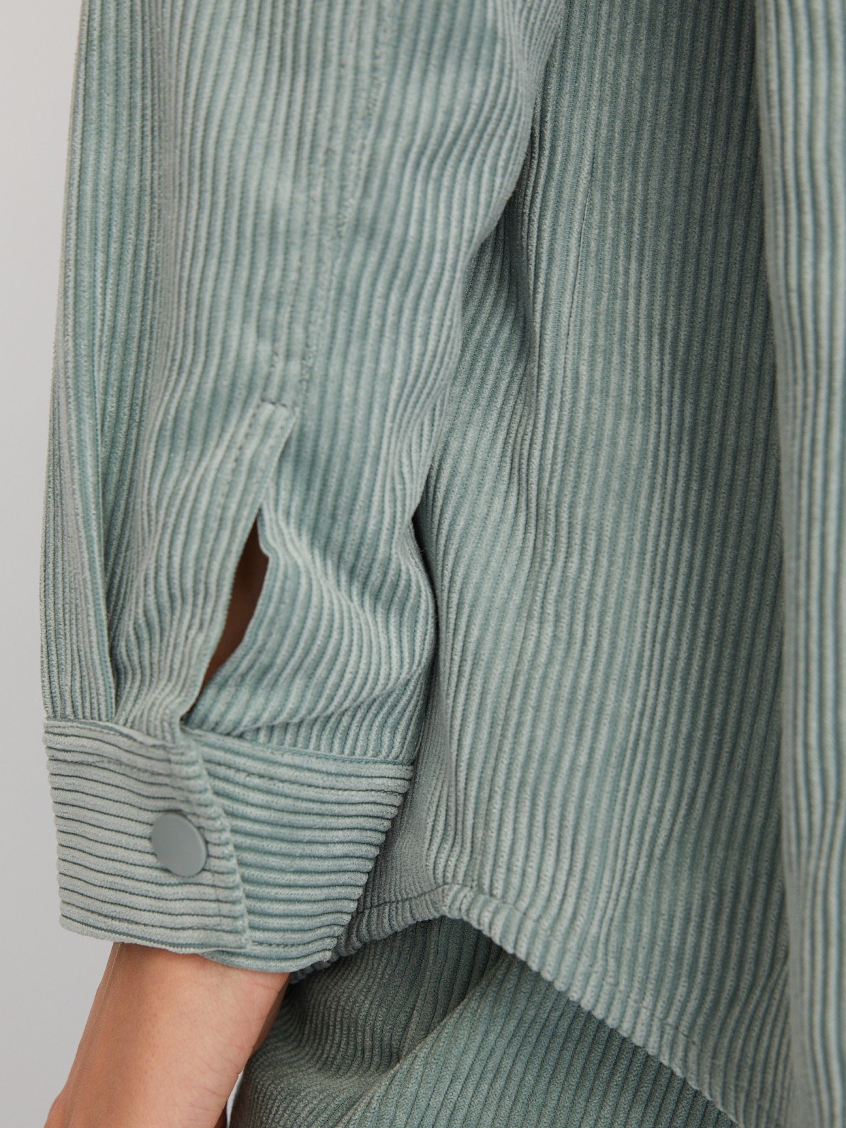 Куртка-рубашка объёмного силуэта из вельвета zolla 02412540L023, цвет светло-зеленый, размер XS - фото 6