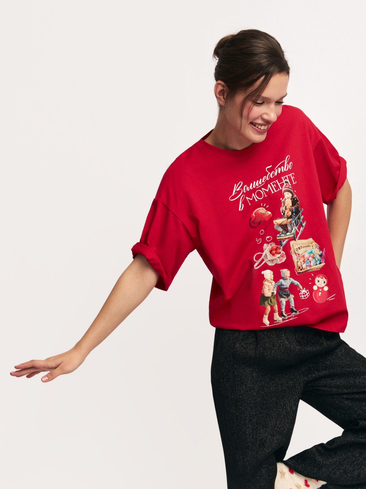 Футболка из хлопка с новогодним принтом