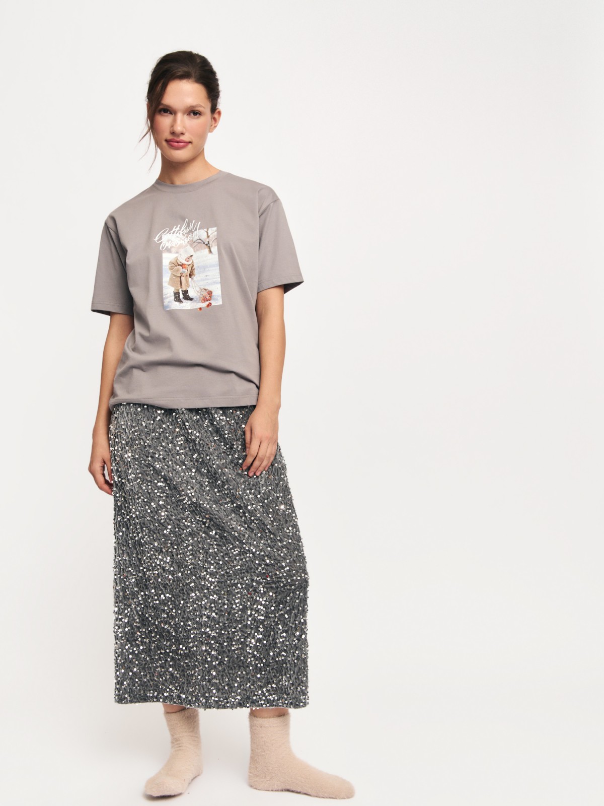 Футболка из хлопка с новогодним принтом