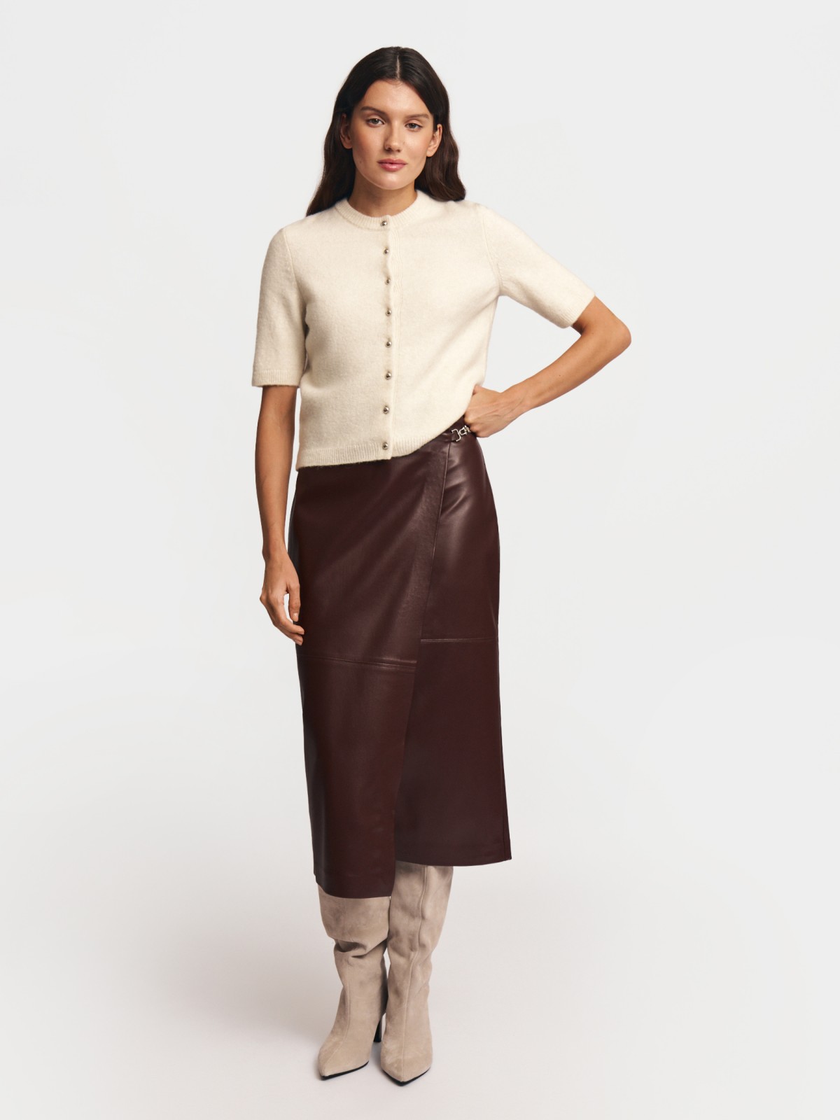 Юбка из экокожи с запахом