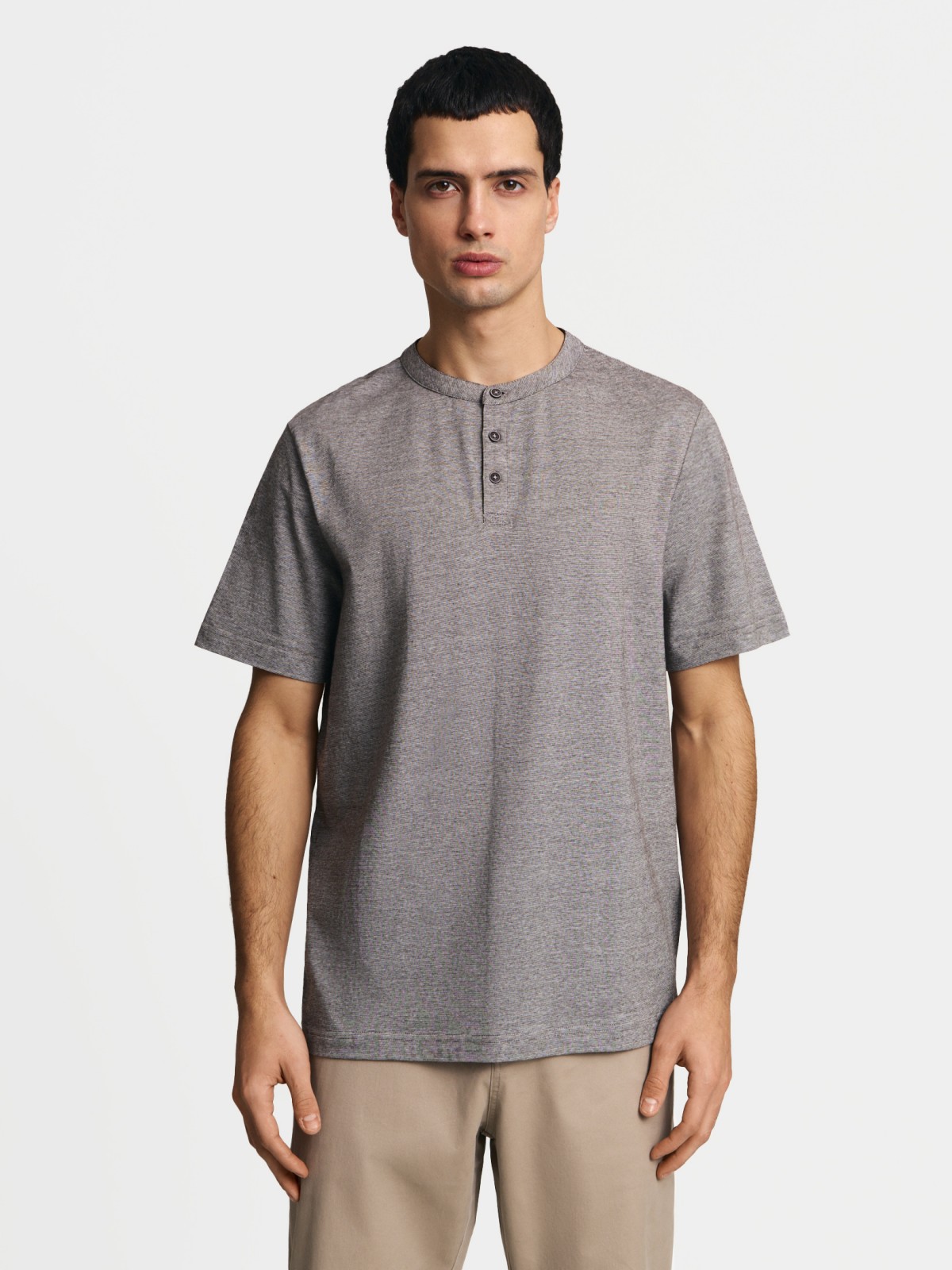 Футболка хенли из хлопка в полоску