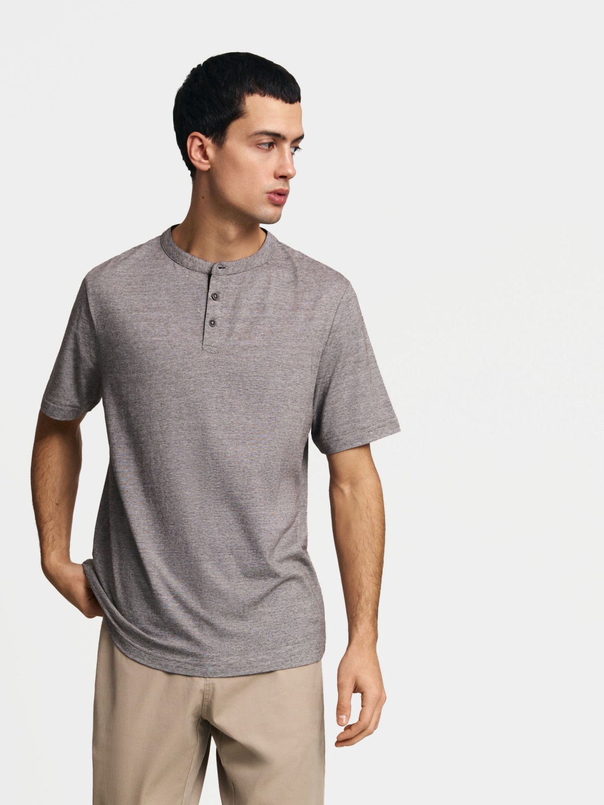 Футболка хенли из хлопка в полоску