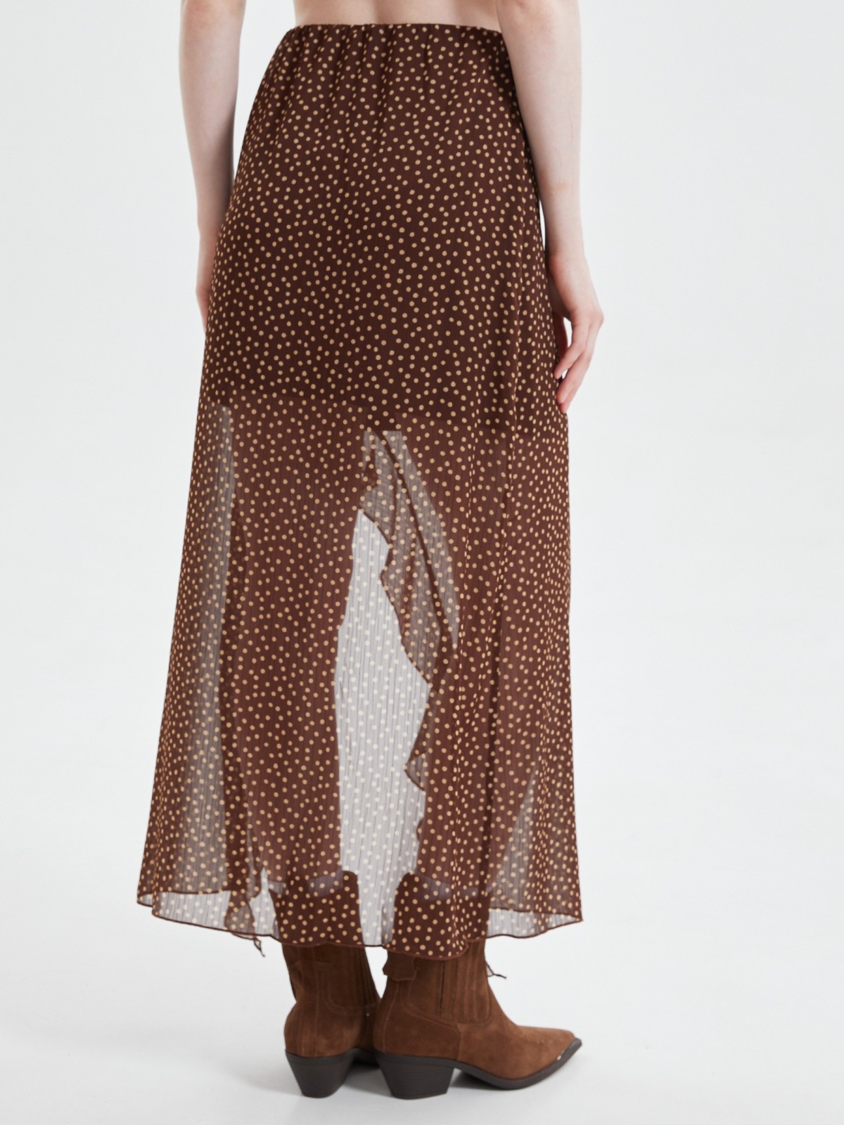 Юбка на резинке с разрезом и воланами