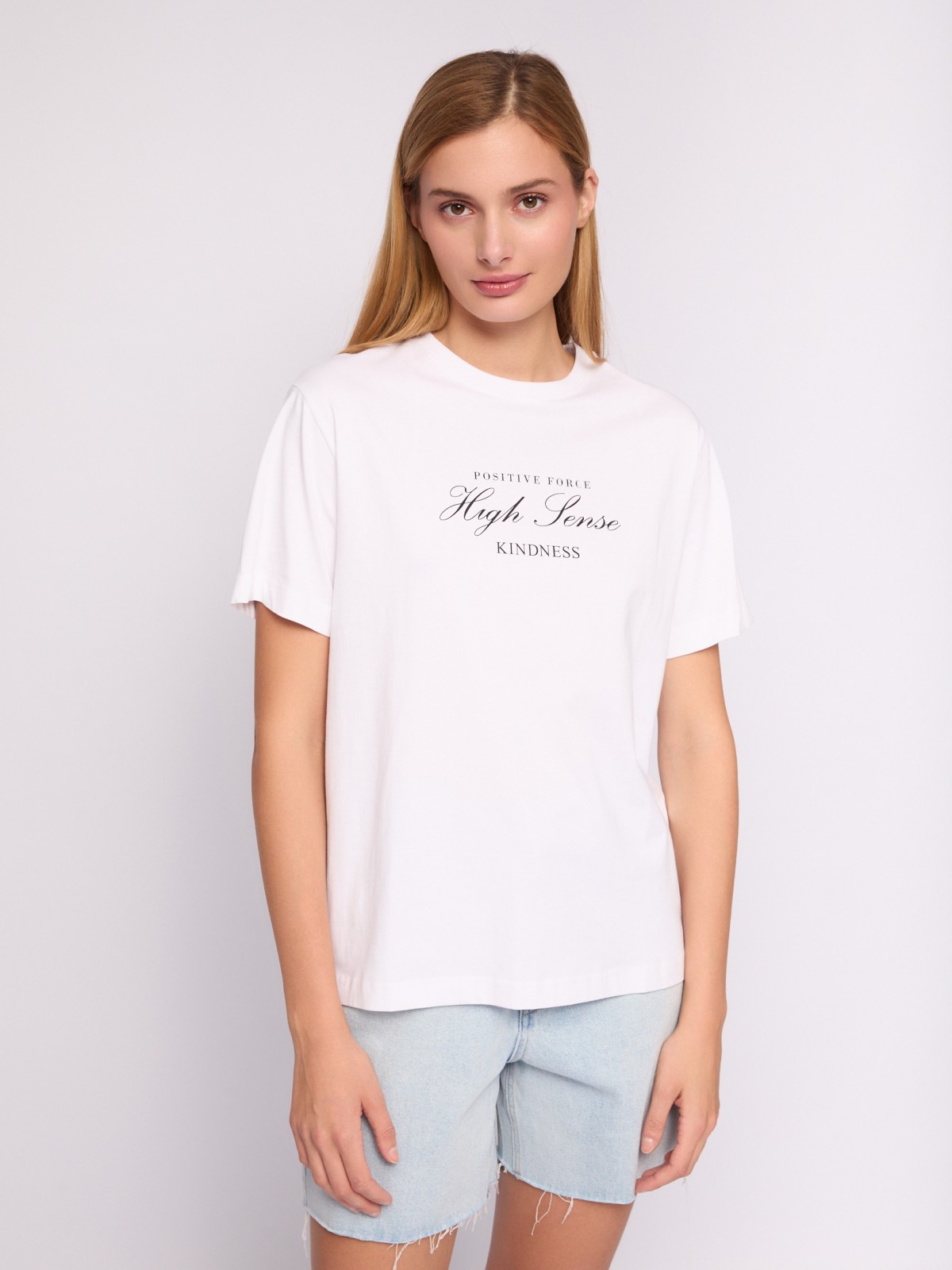 Футболка из хлопка с принтом-надписью