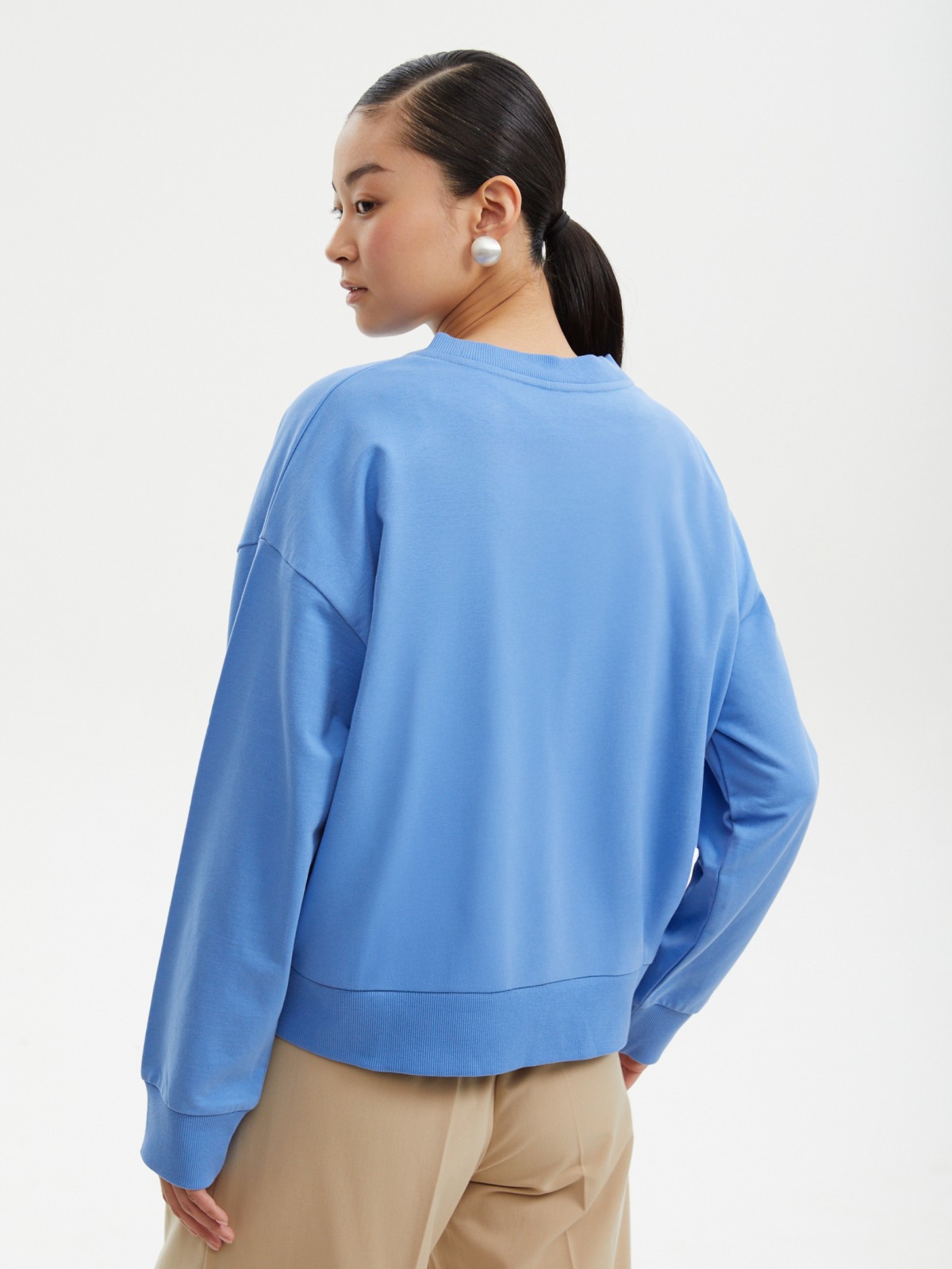 Свитшот из хлопка с принтом-надписью