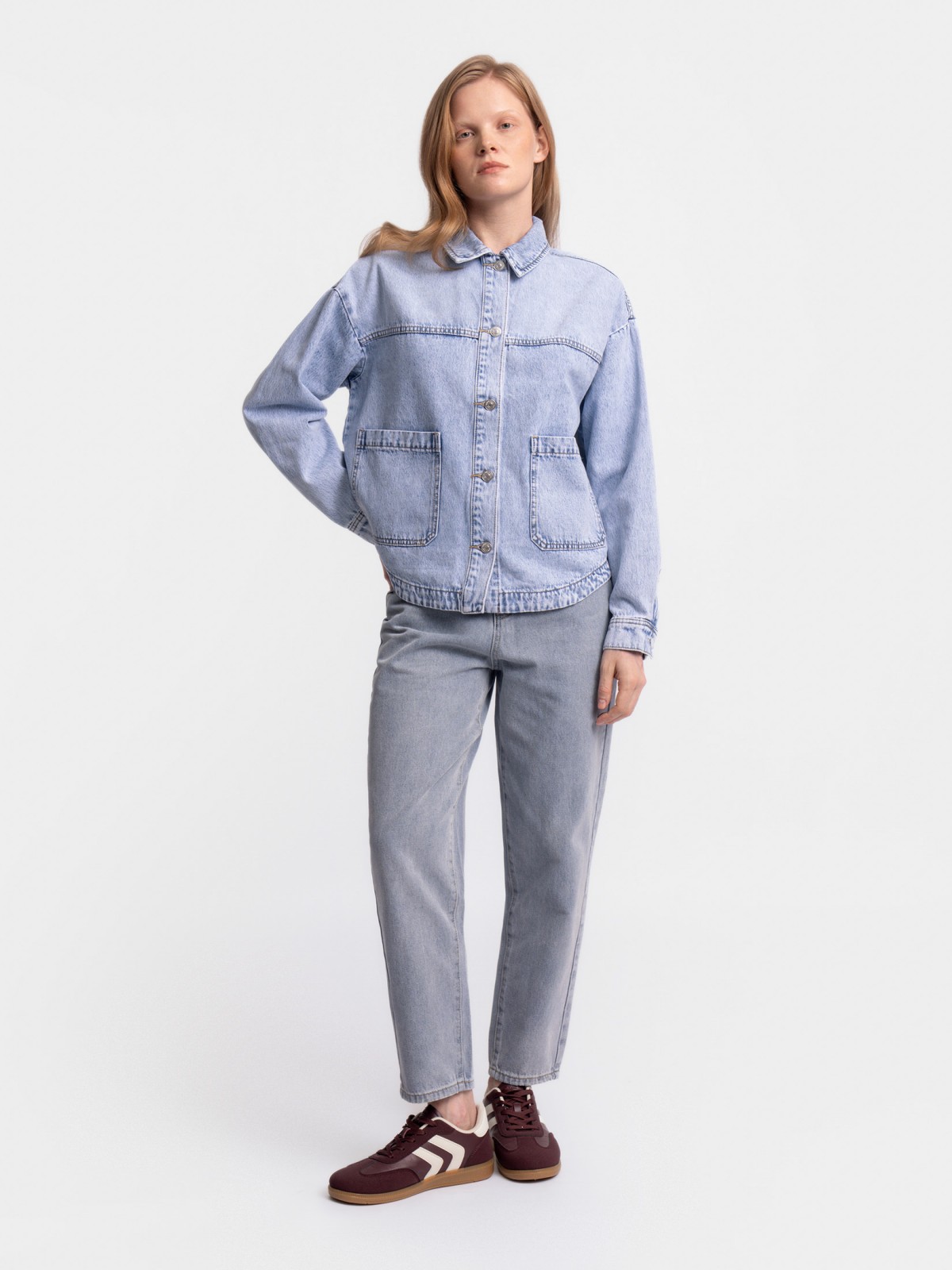 Джинсовая куртка-рубашка из хлопка