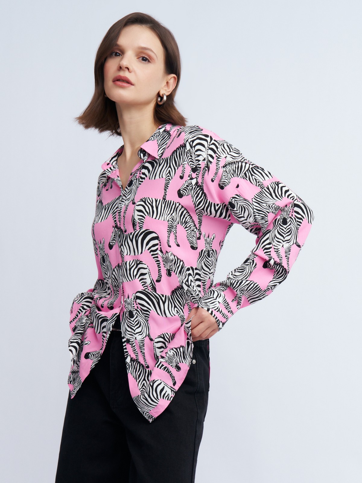 Рубашка из вискозы с принтом