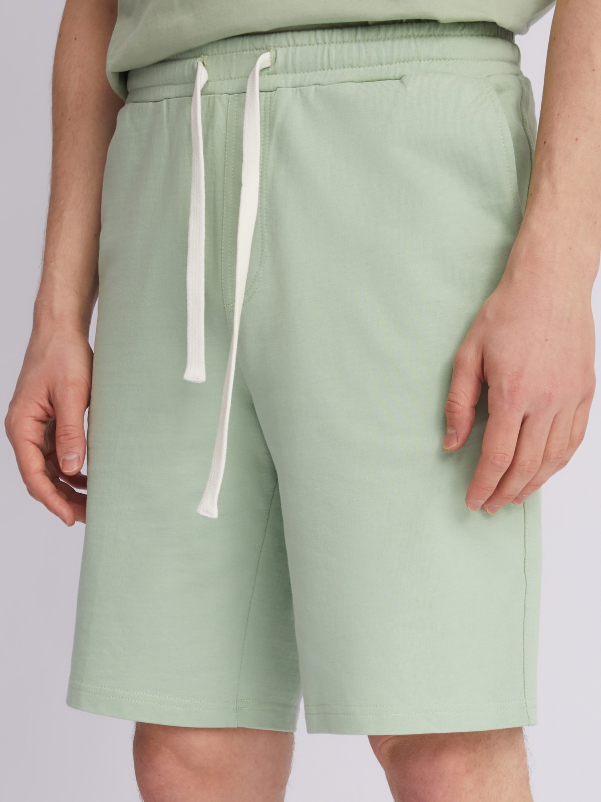 Трикотажные шорты из хлопка zolla 013237J0W032, цвет светло-зеленый, размер XS - фото 3