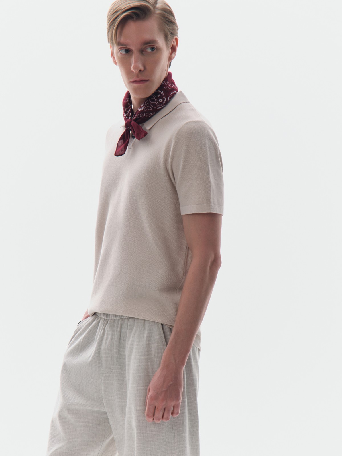 Футболка поло из вязаного трикотажа