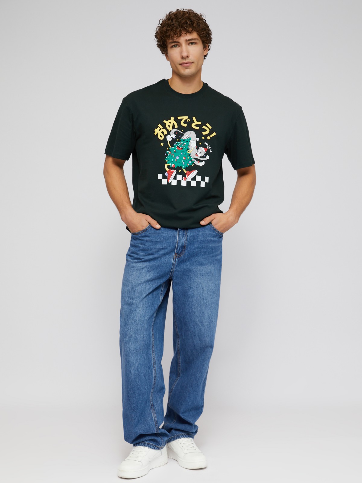 Футболка из хлопка с новогодним принтом