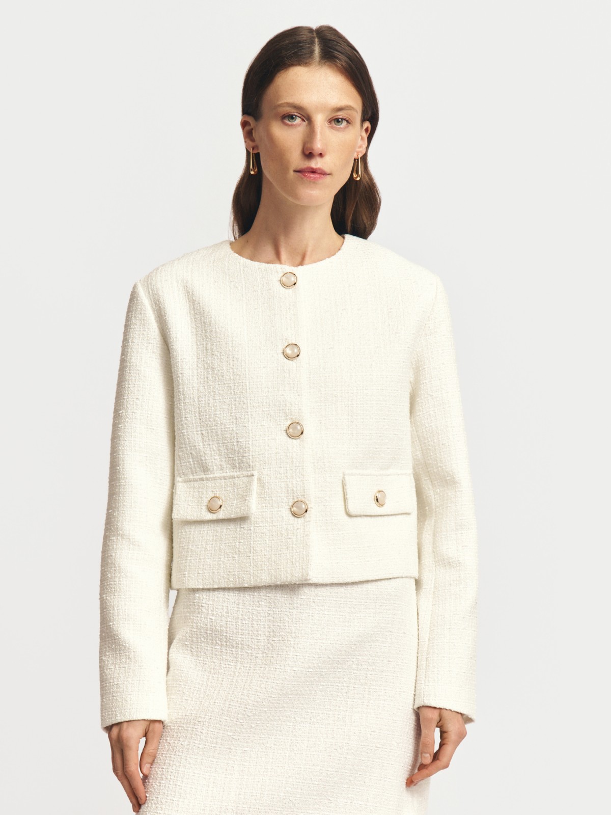 Твидовый жакет на пуговицах