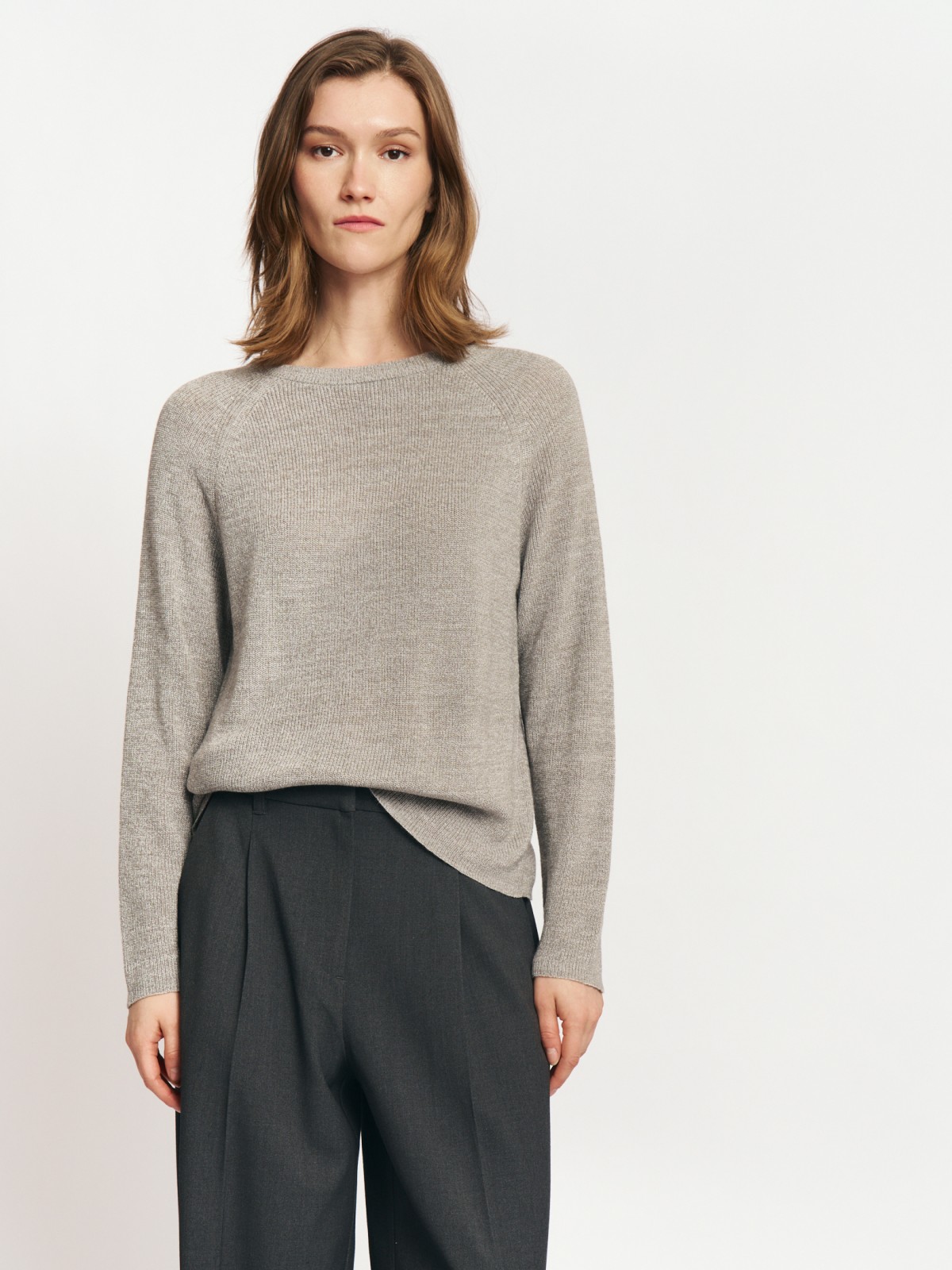 Вязаный джемпер из акрила с длинным рукавом