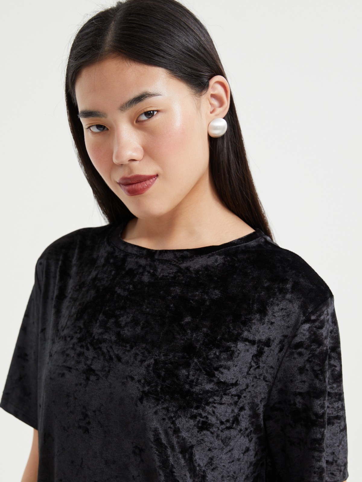 Бархатное платье-футболка мини