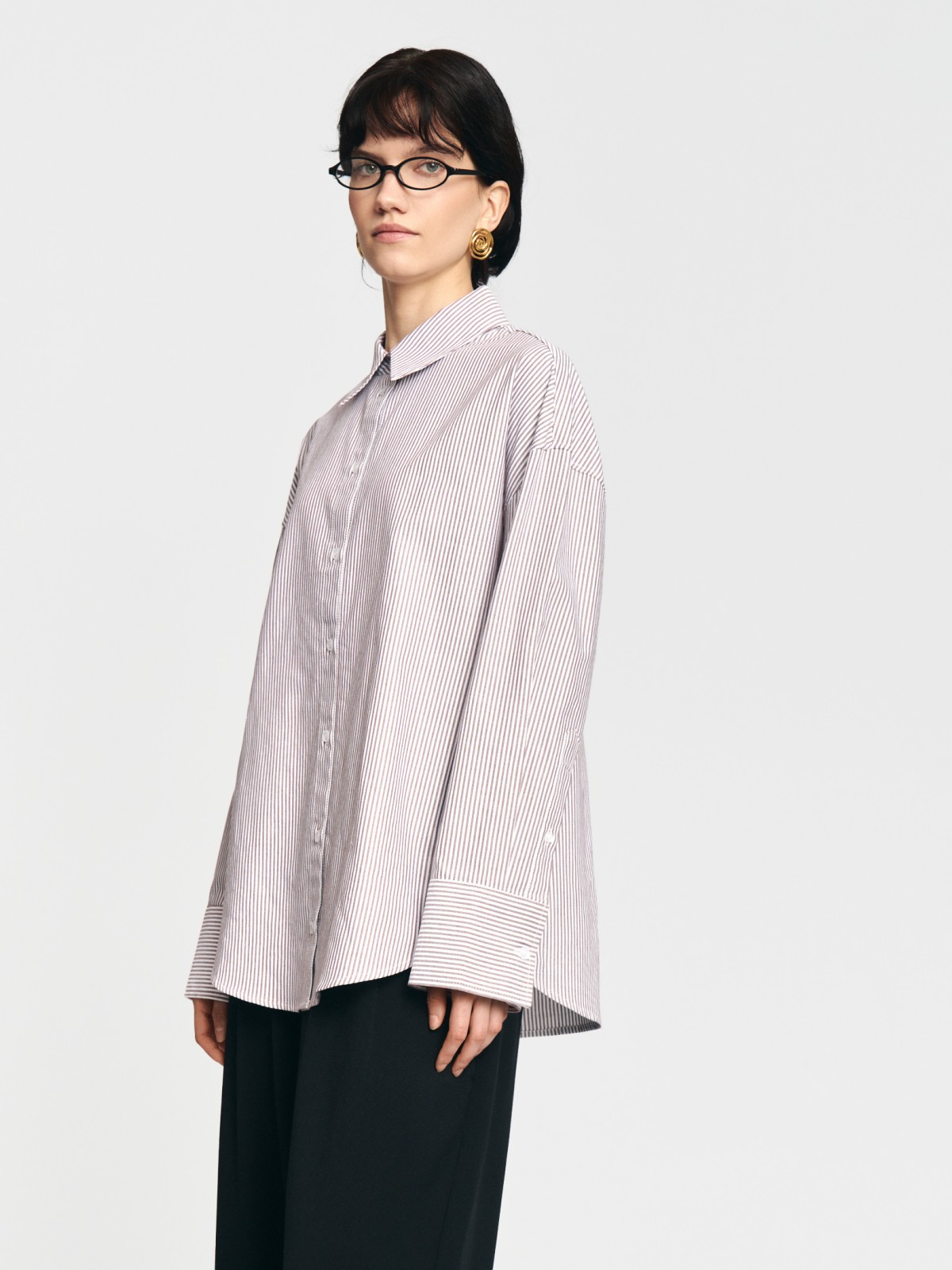 Рубашка из хлопка в полоску с длинным рукавом