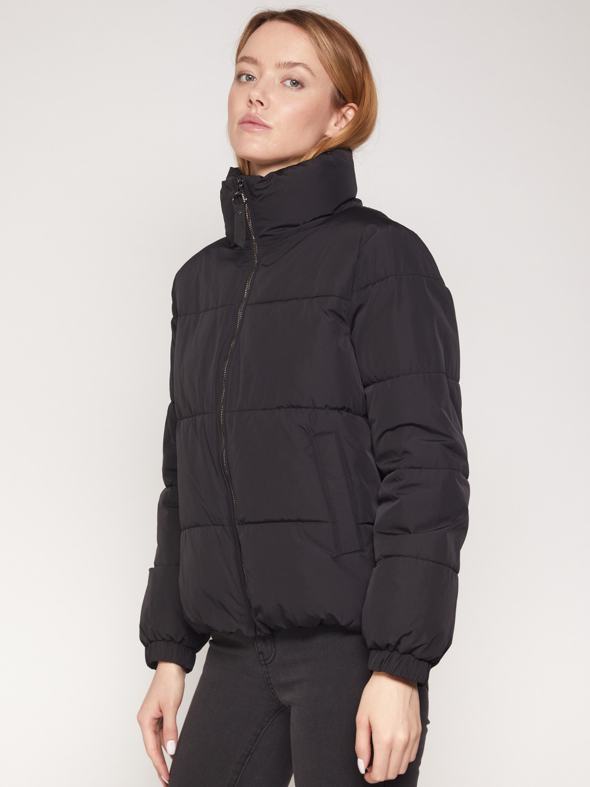 Тёплая куртка с высоким воротником-стойкой zolla 021335112034, цвет черный, размер XS - фото 2