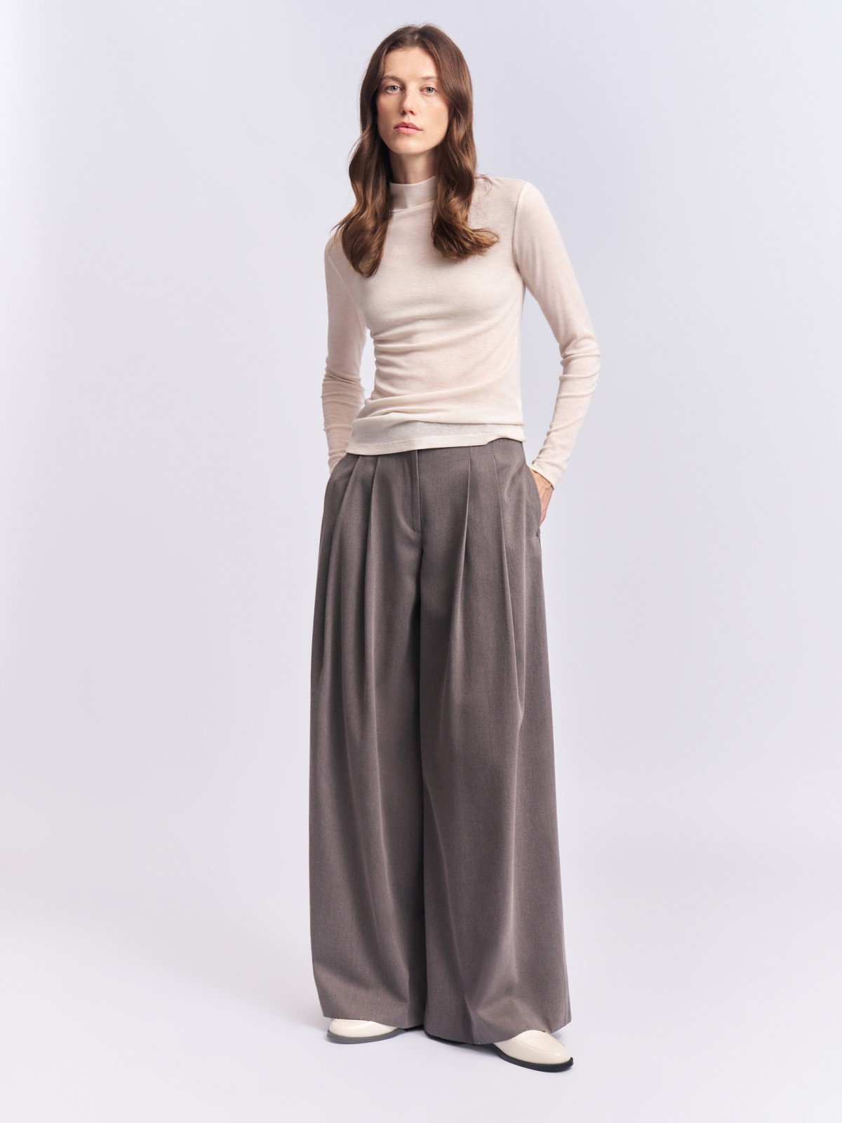 Трикотажная шерстяная водолазка-лонгслив