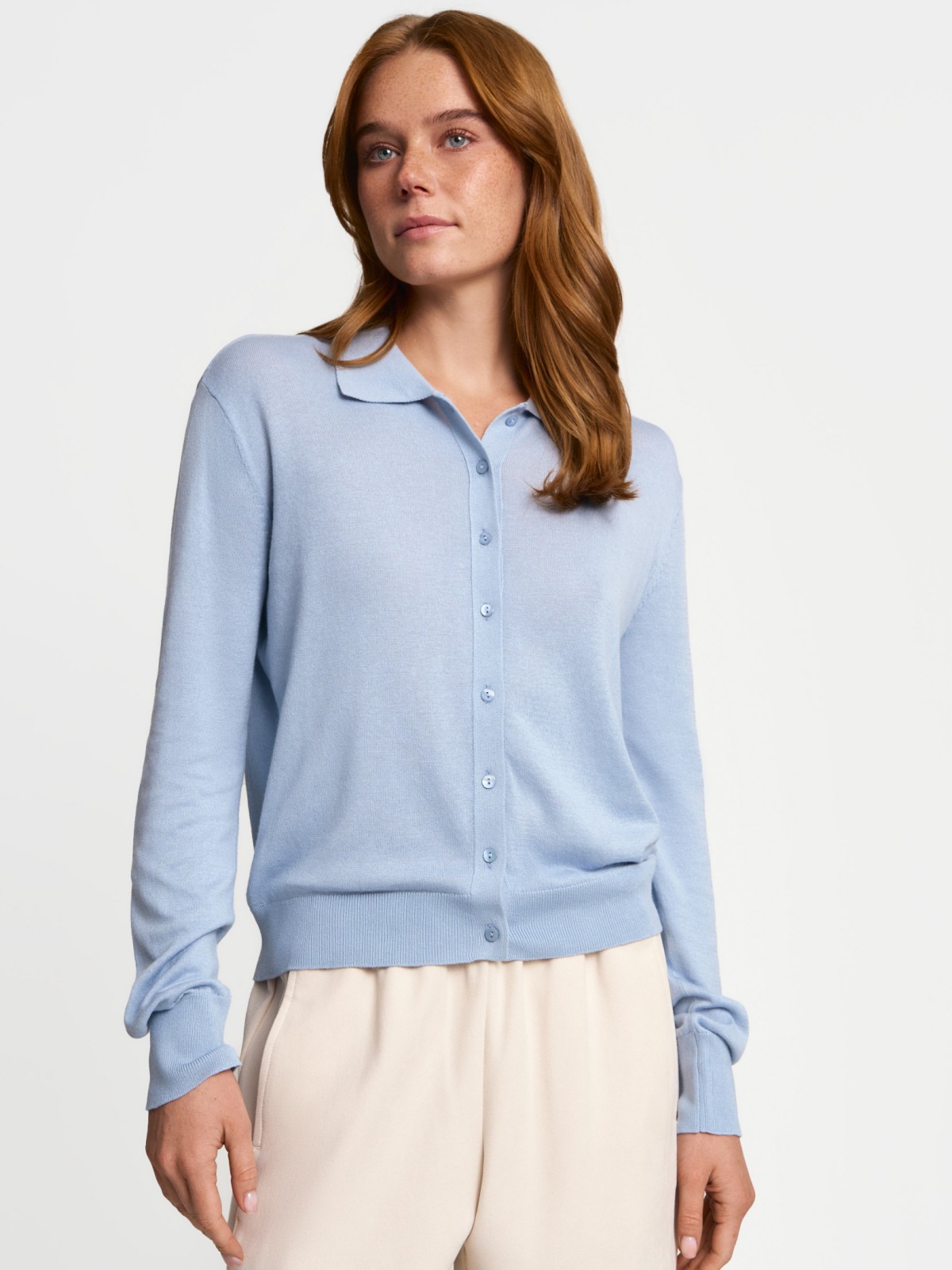 Трикотажный кардиган с воротником