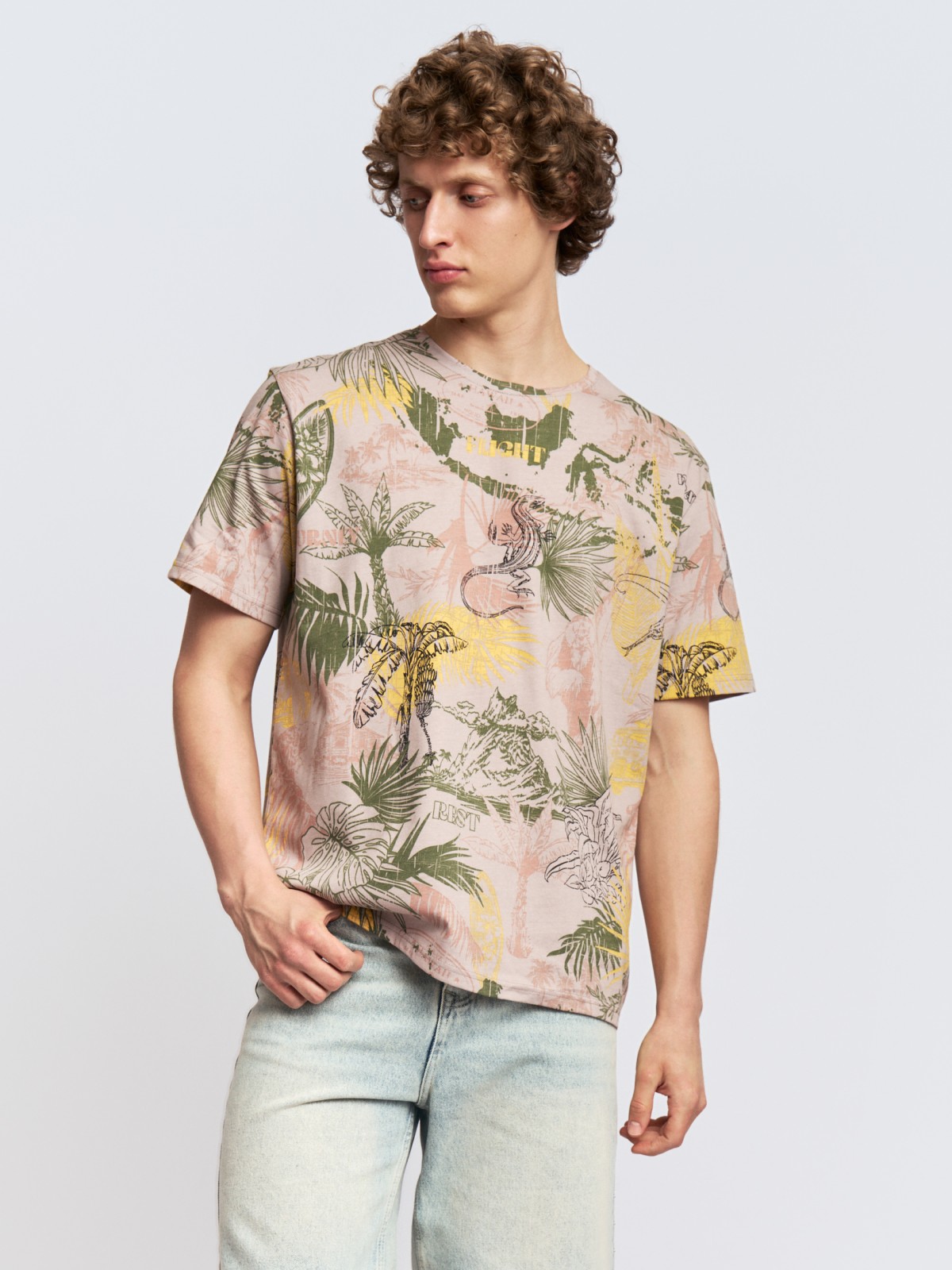 Футболка из хлопка с тропическим принтом