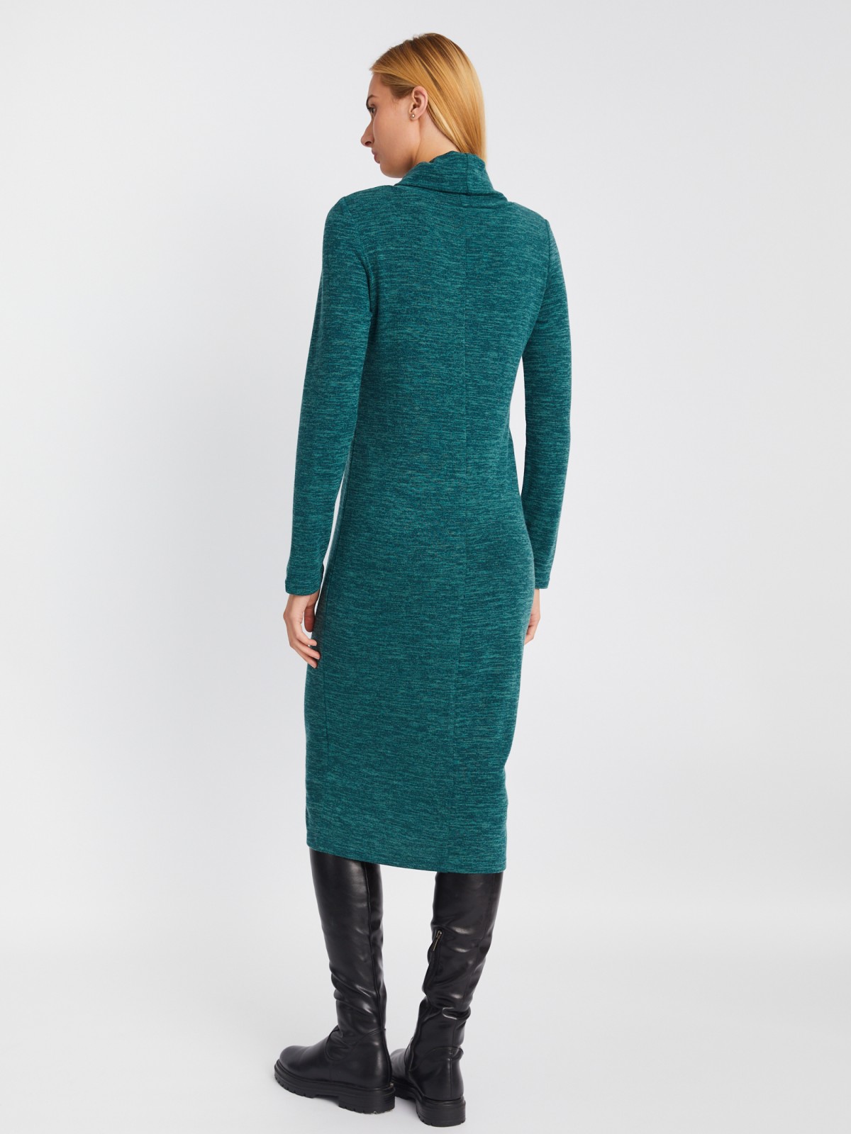 Трикотажное платье-свитер длины миди с высоким горлом zolla 02334819F062, цвет мятный, размер XS - фото 6