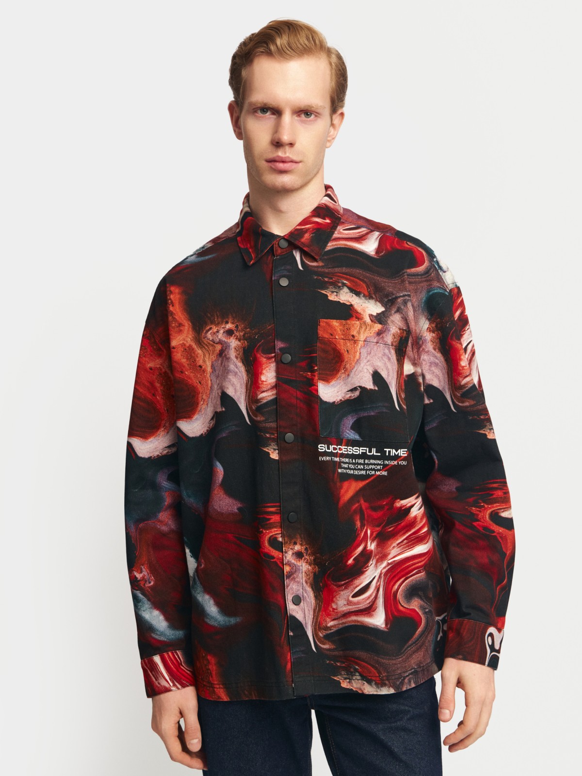 Куртка-рубашка из хлопка с принтом