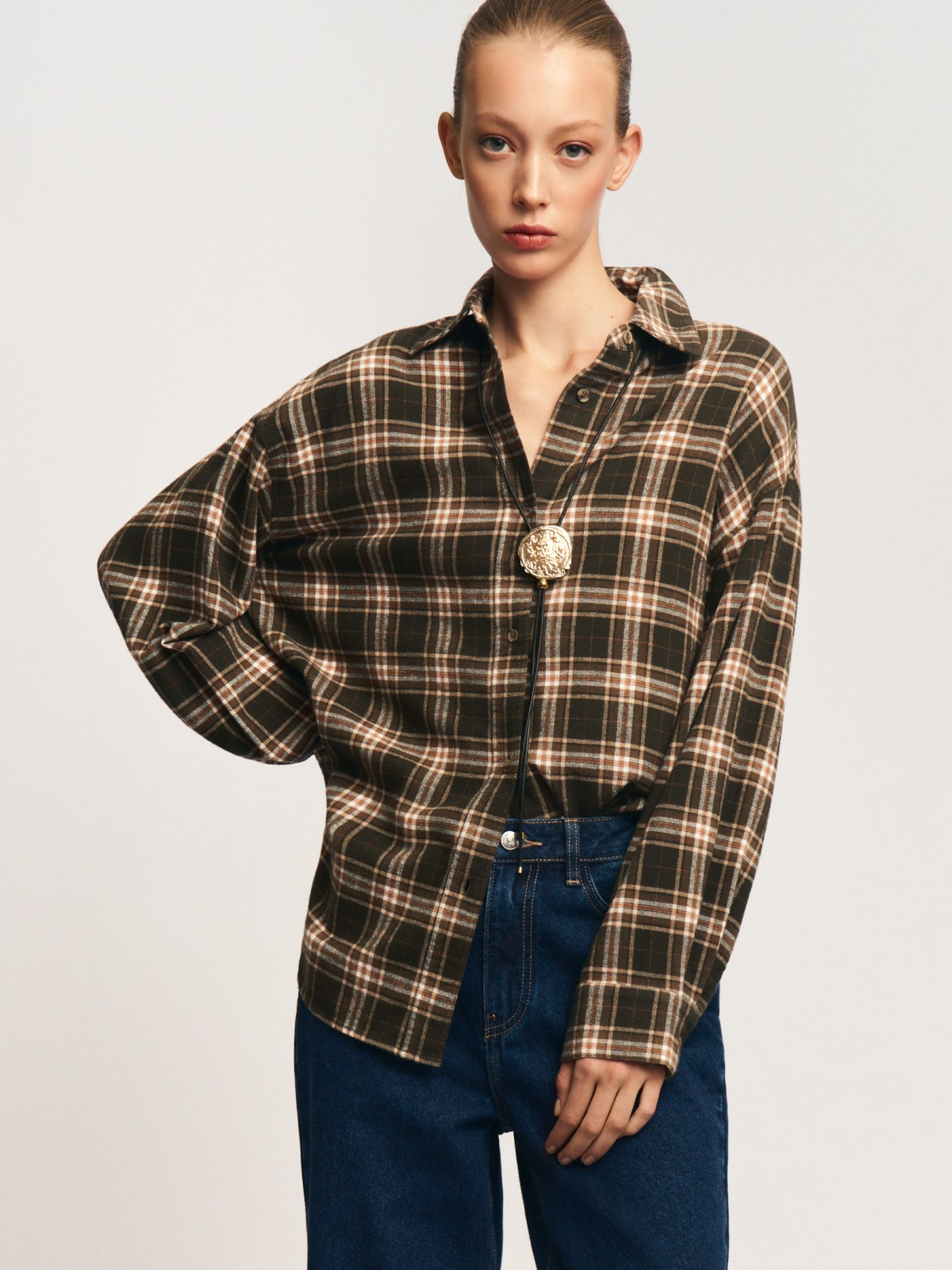 Фланелевая рубашка из хлопка в клетку