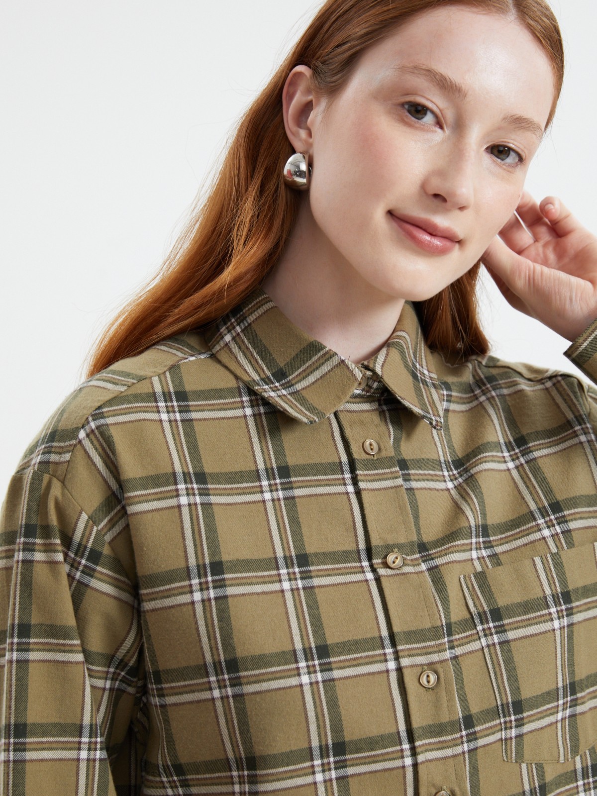 Укороченная фланелевая рубашка в клетку