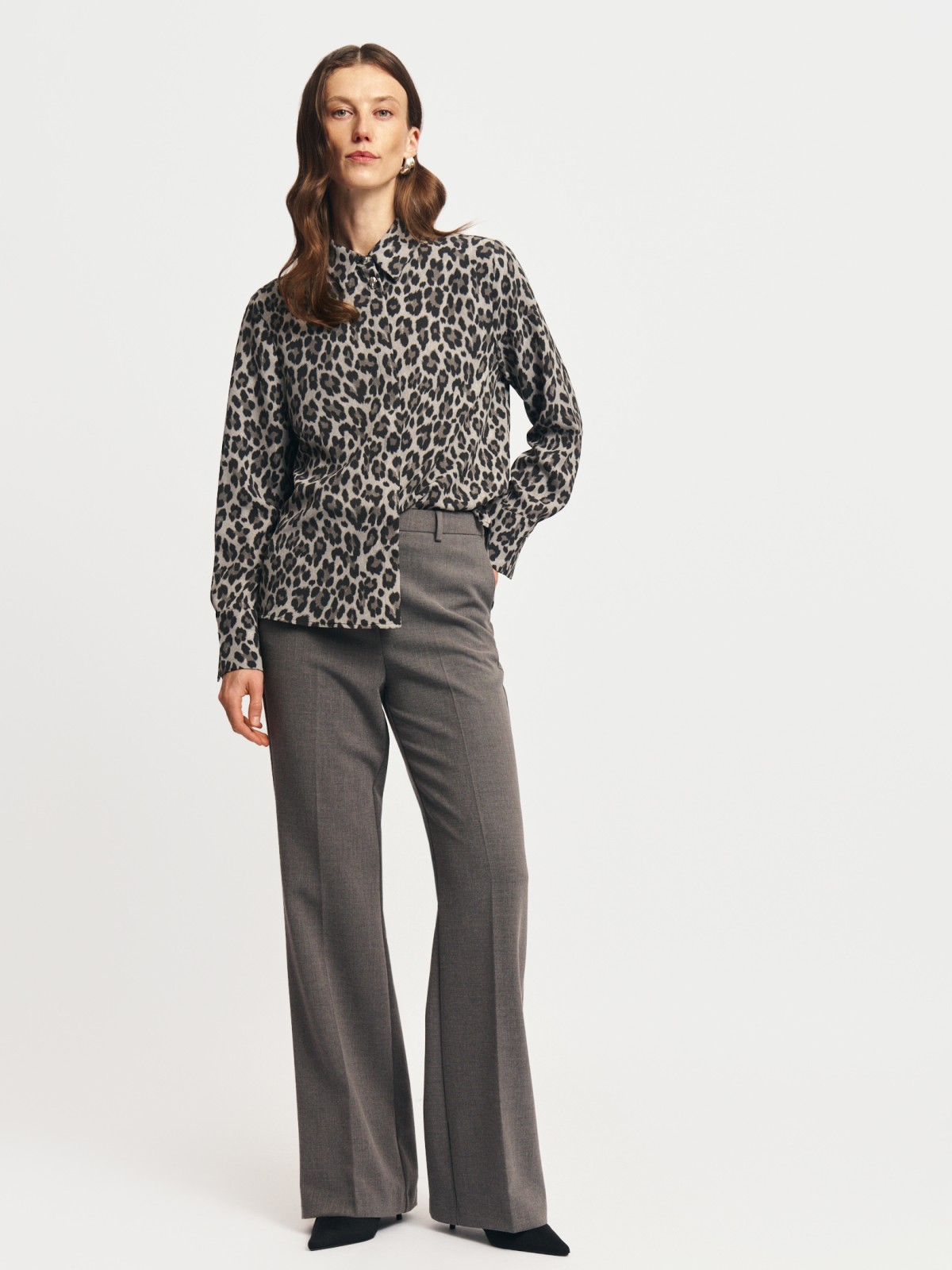 Леопардовая рубашка прямого фасона