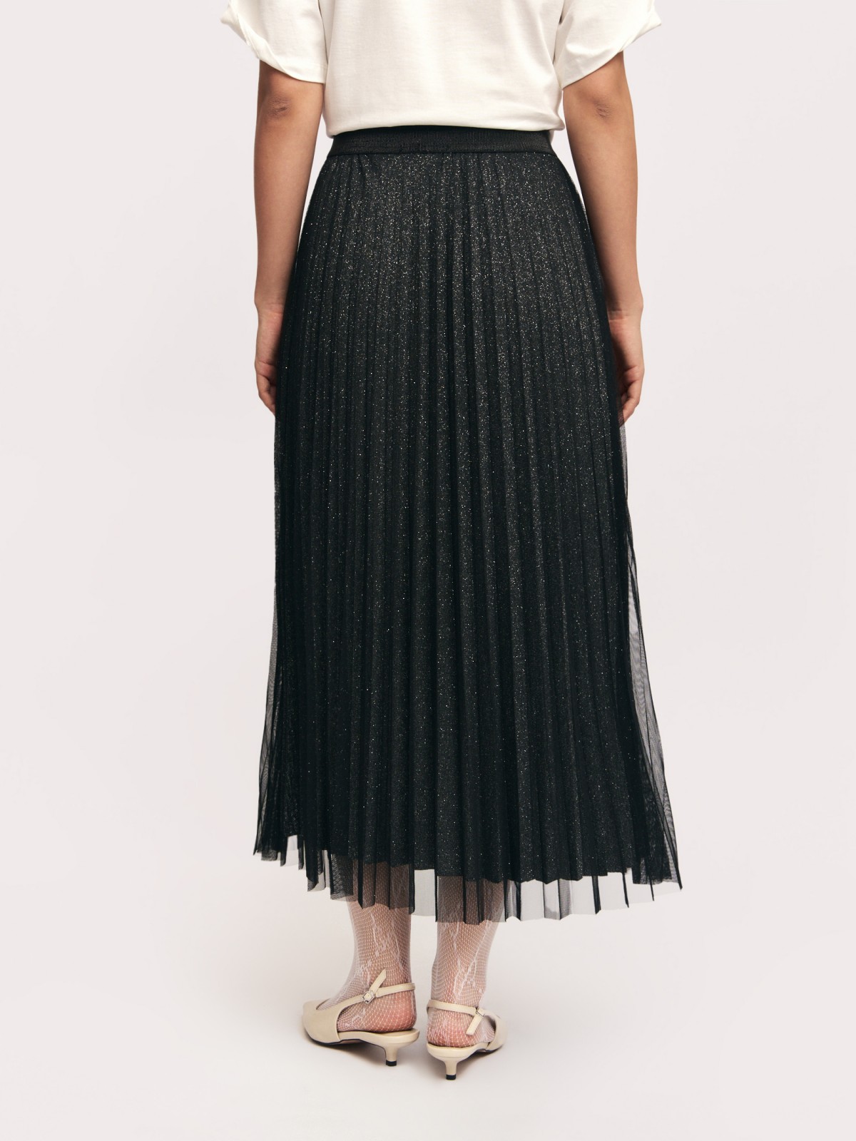 Юбка плиссе из полупрозрачной сетки с блёстками