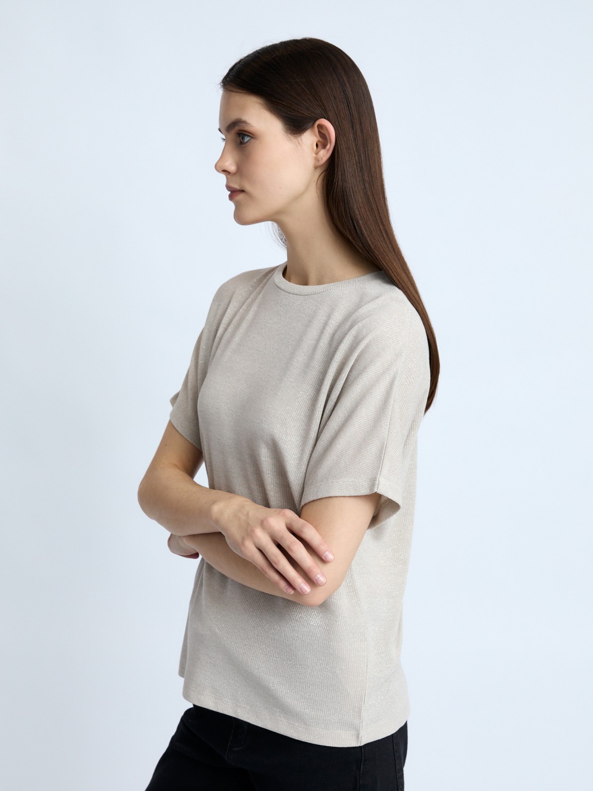 Трикотажный топ-блузка с люрексом