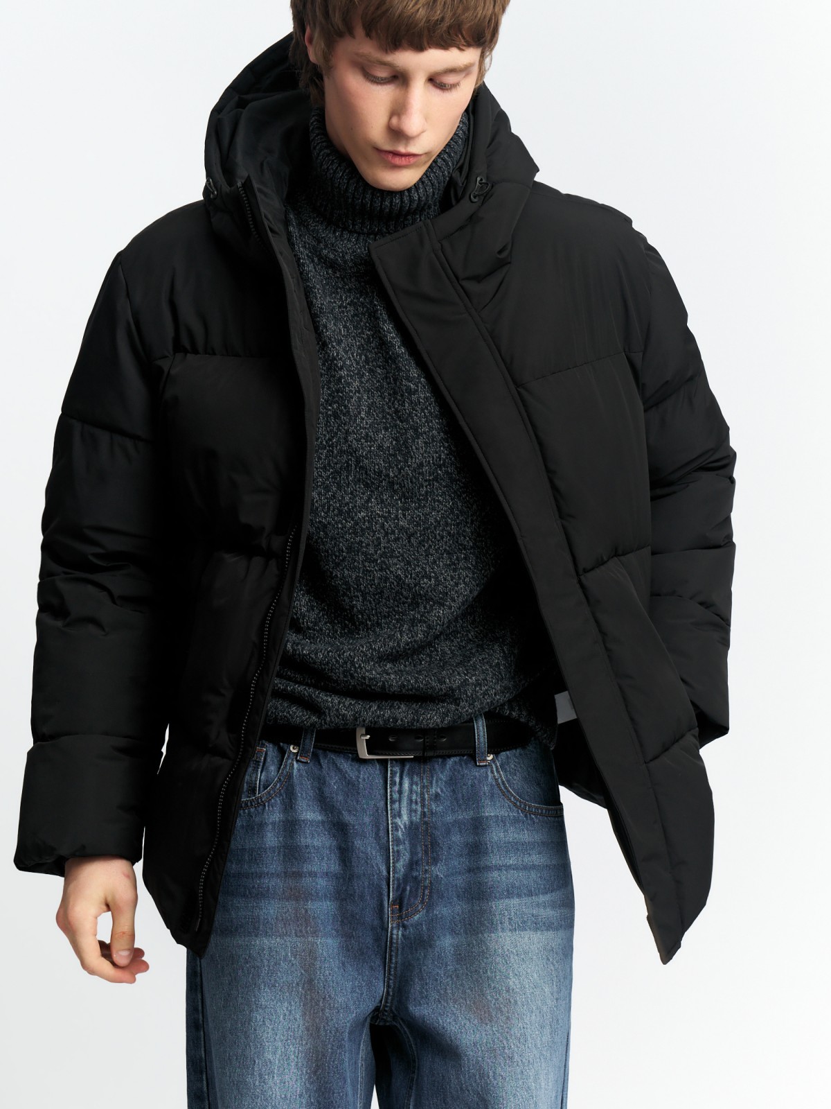 Тёплая стёганая куртка с капюшоном