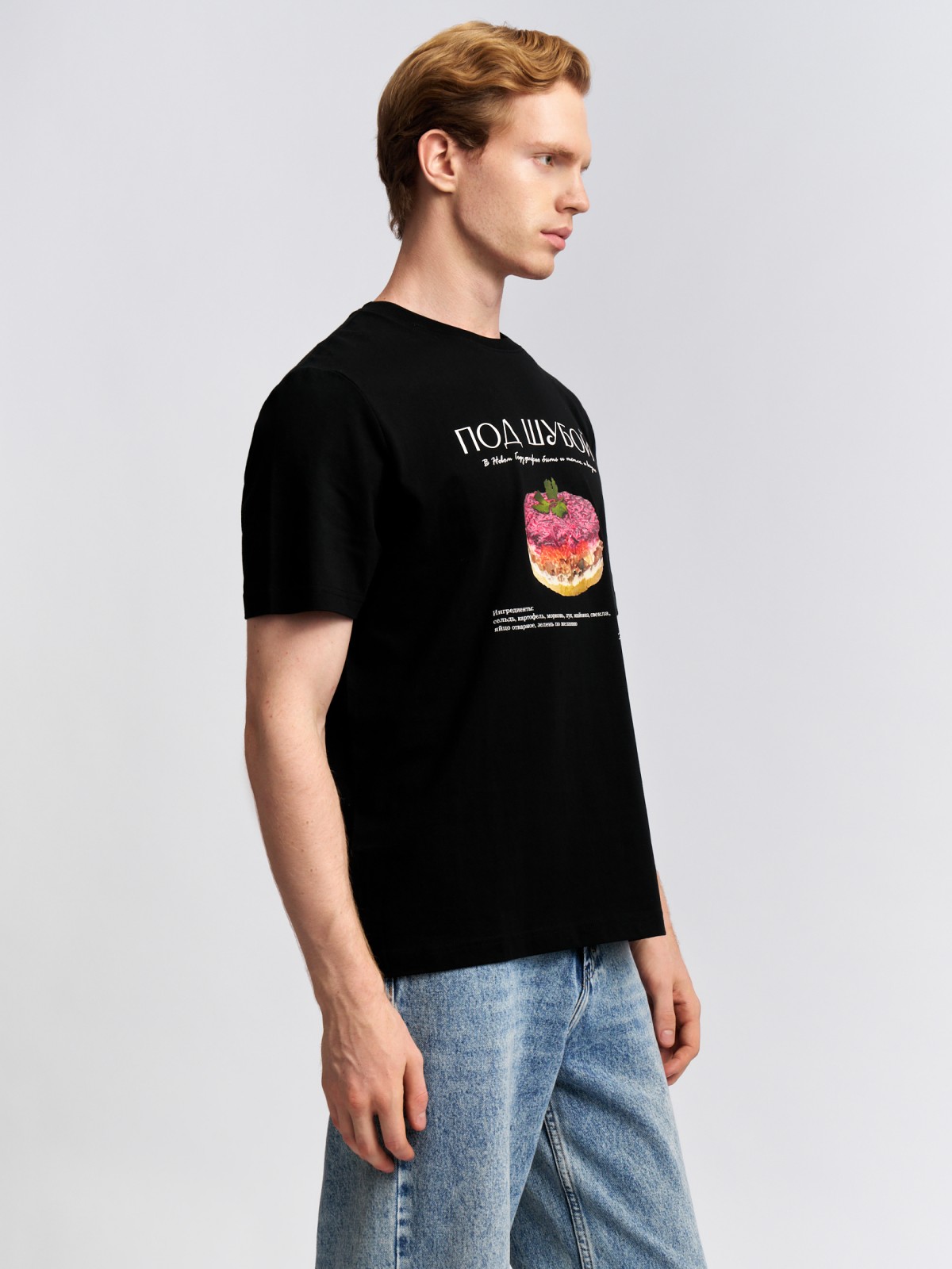 Новогодняя футболка из хлопка с принтом