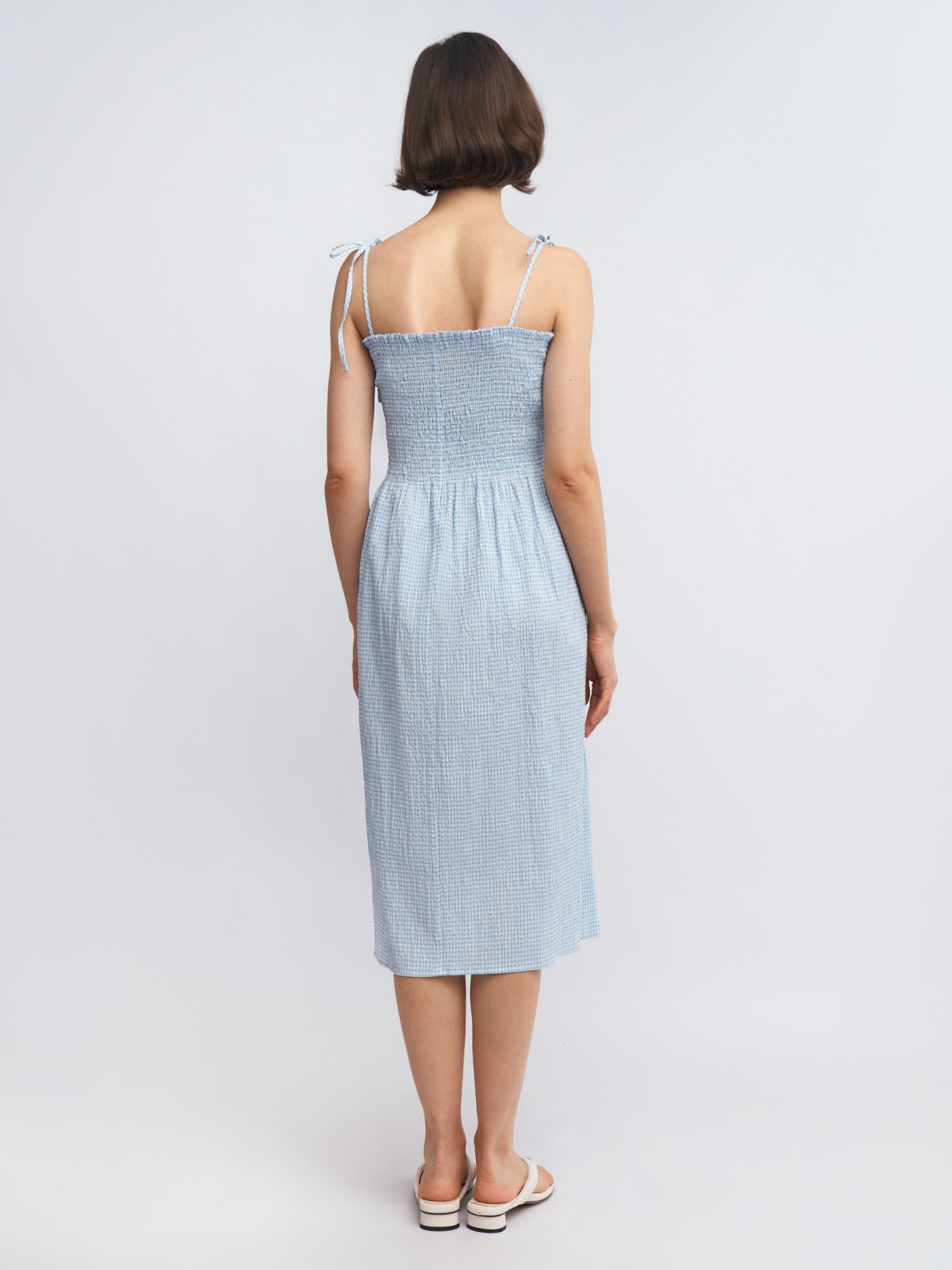 Сарафан длины миди на резинке и завязках