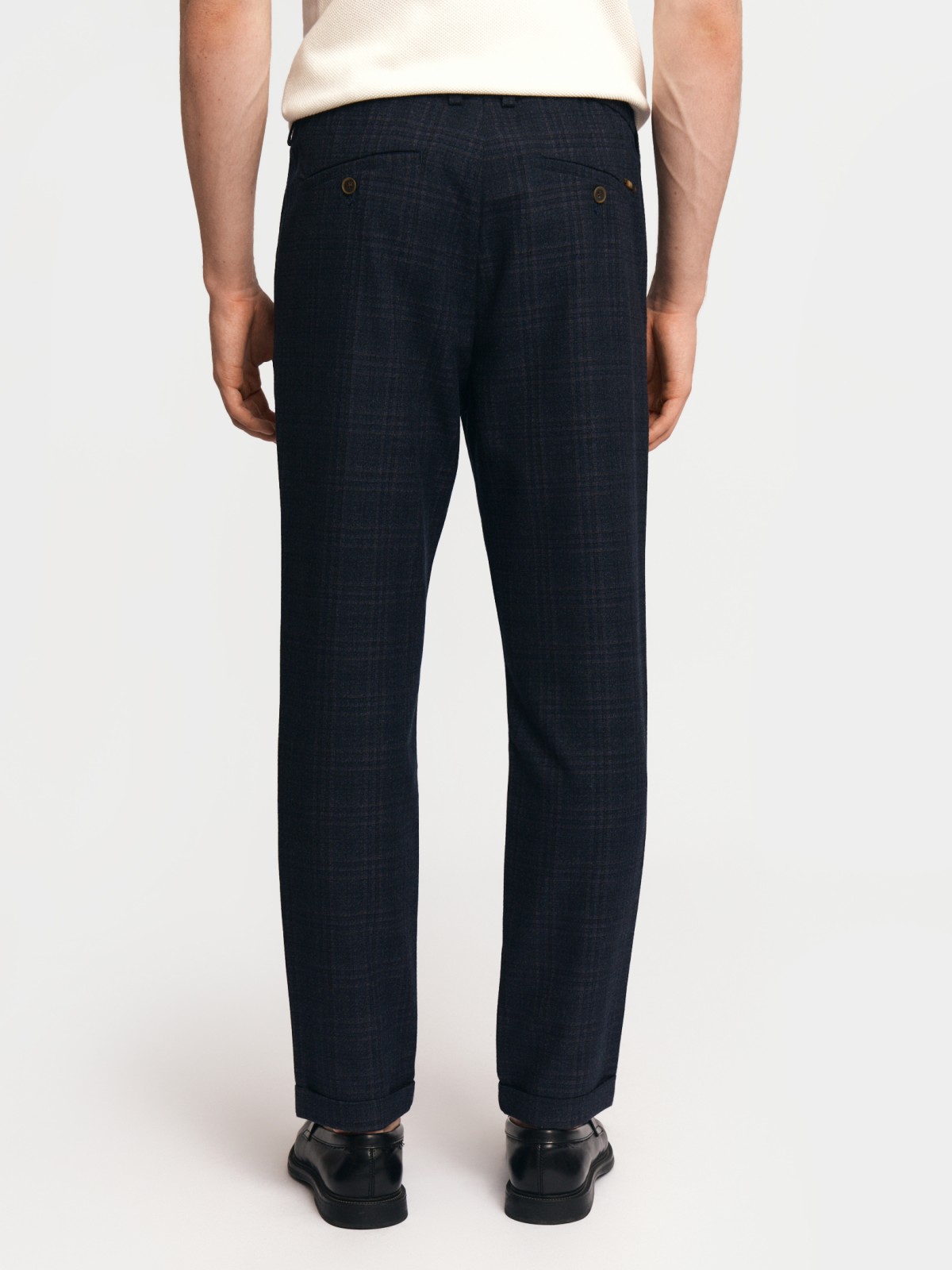 Брюки силуэта Tapered в клетку с поясом на резинке