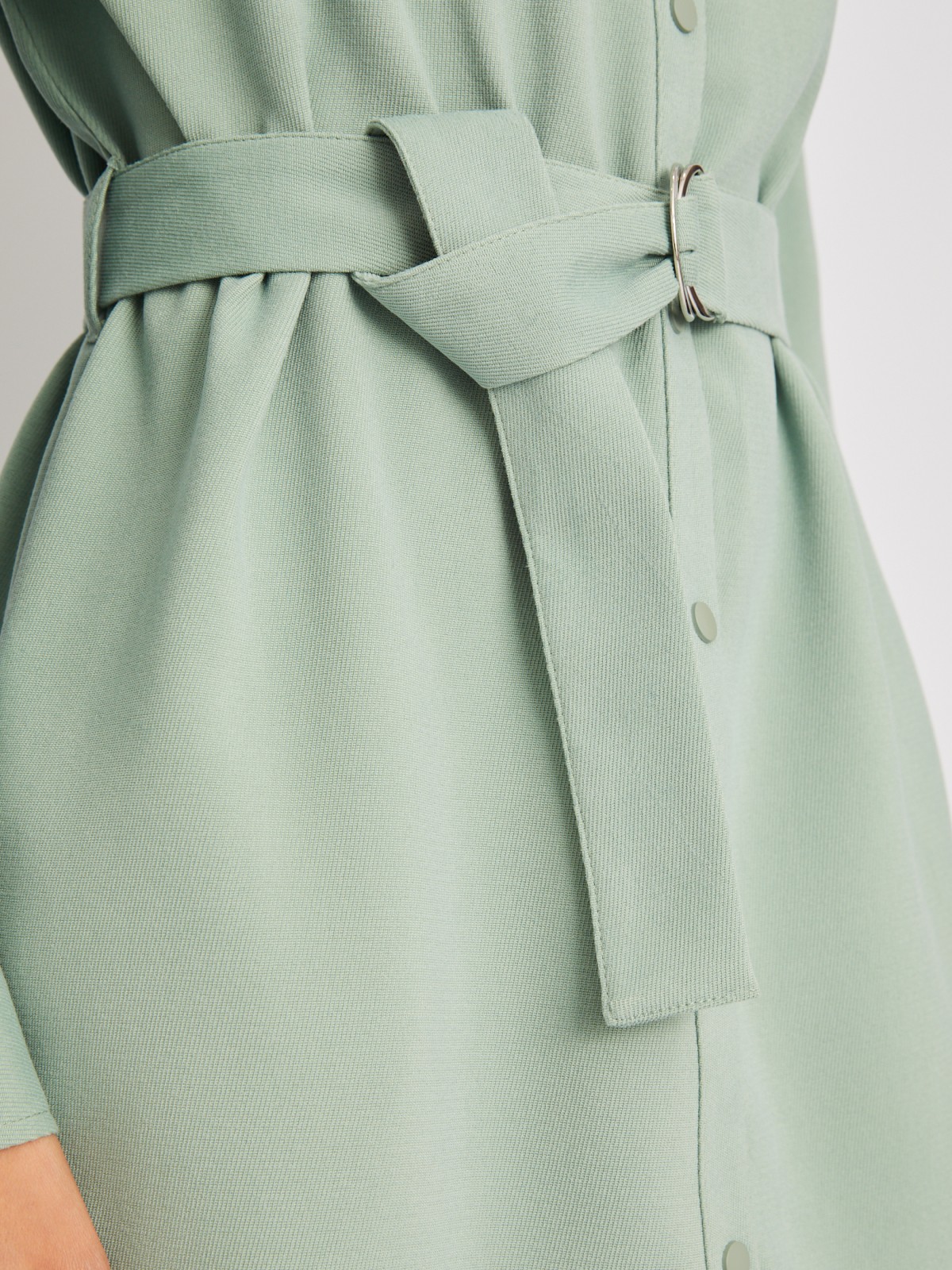 Платье-рубашка из вельвета на кнопках с поясом zolla 024118259303, цвет мятный, размер S - фото 5