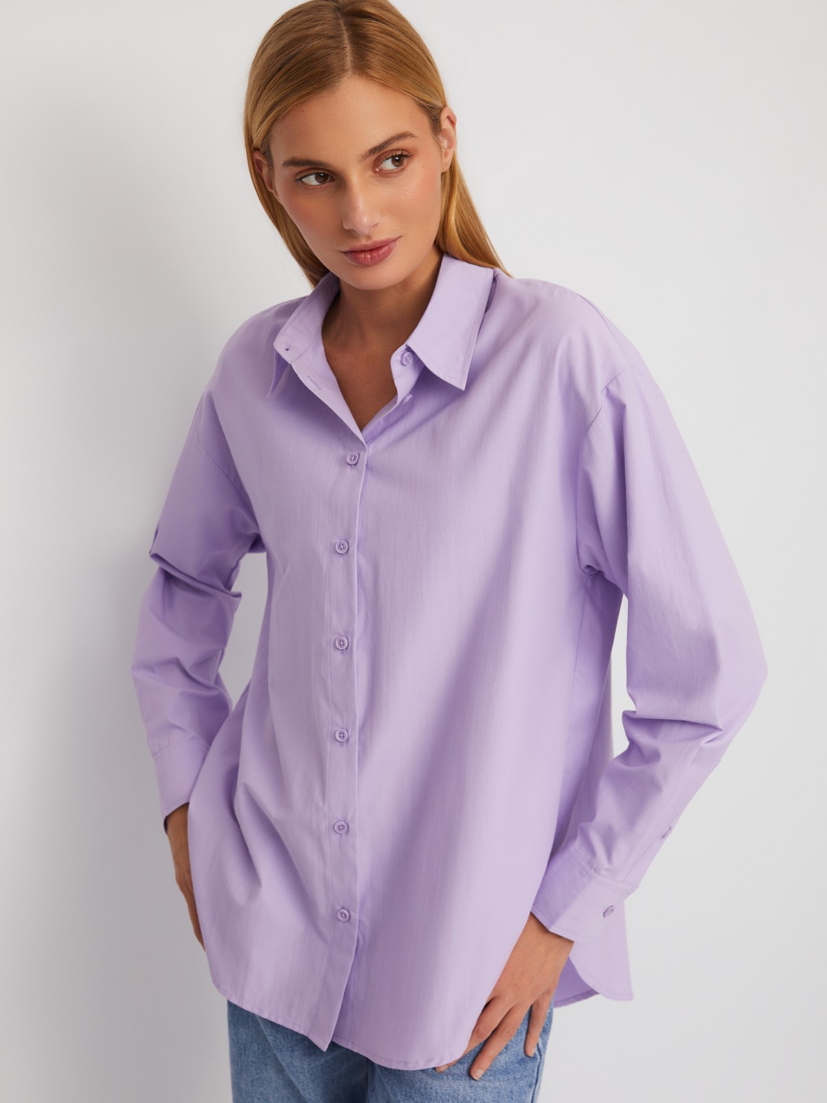 Рубашка свободного силуэта с длинным рукавом zolla 02411117Y553, цвет лиловый, размер XS - фото 5