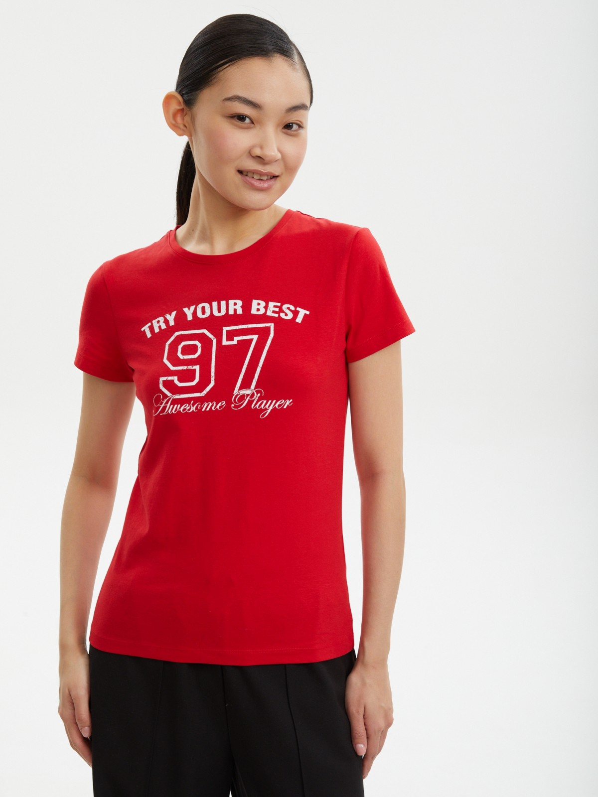 Футболка из хлопка спортивная с принтом