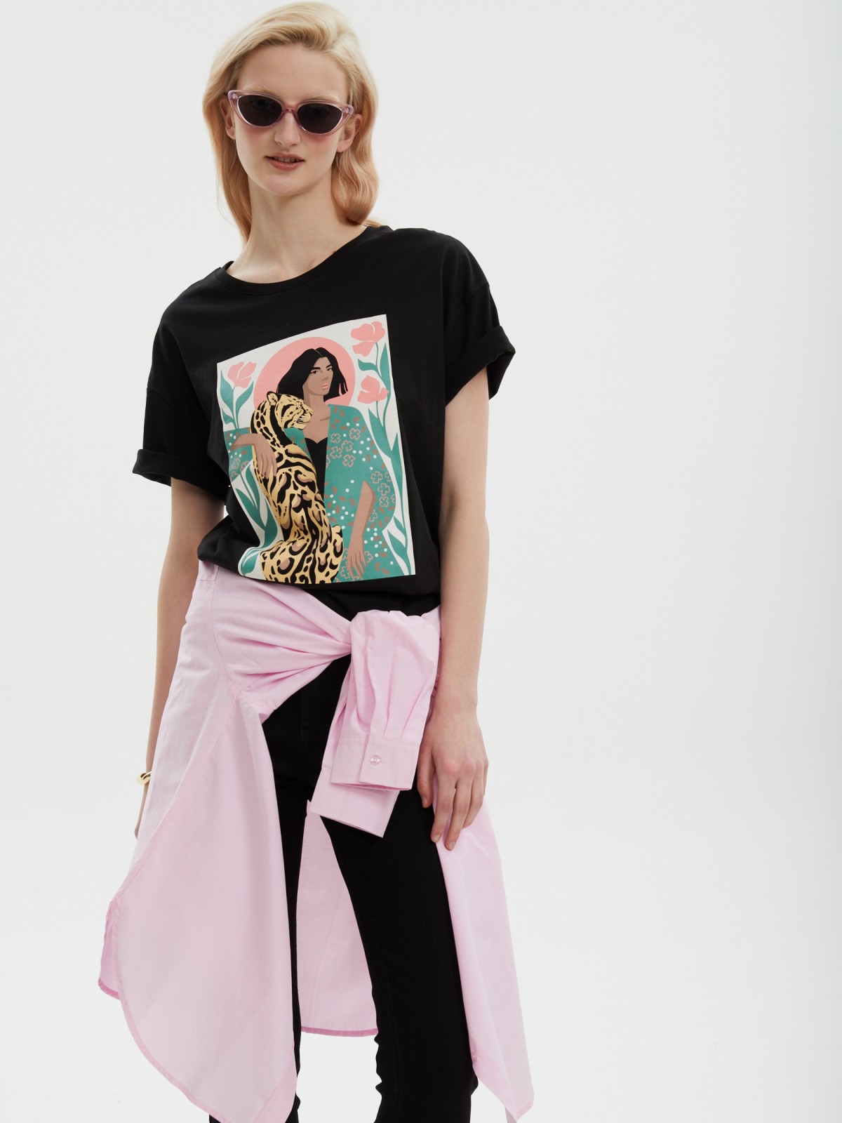 Футболка оверсайз из хлопка с принтом