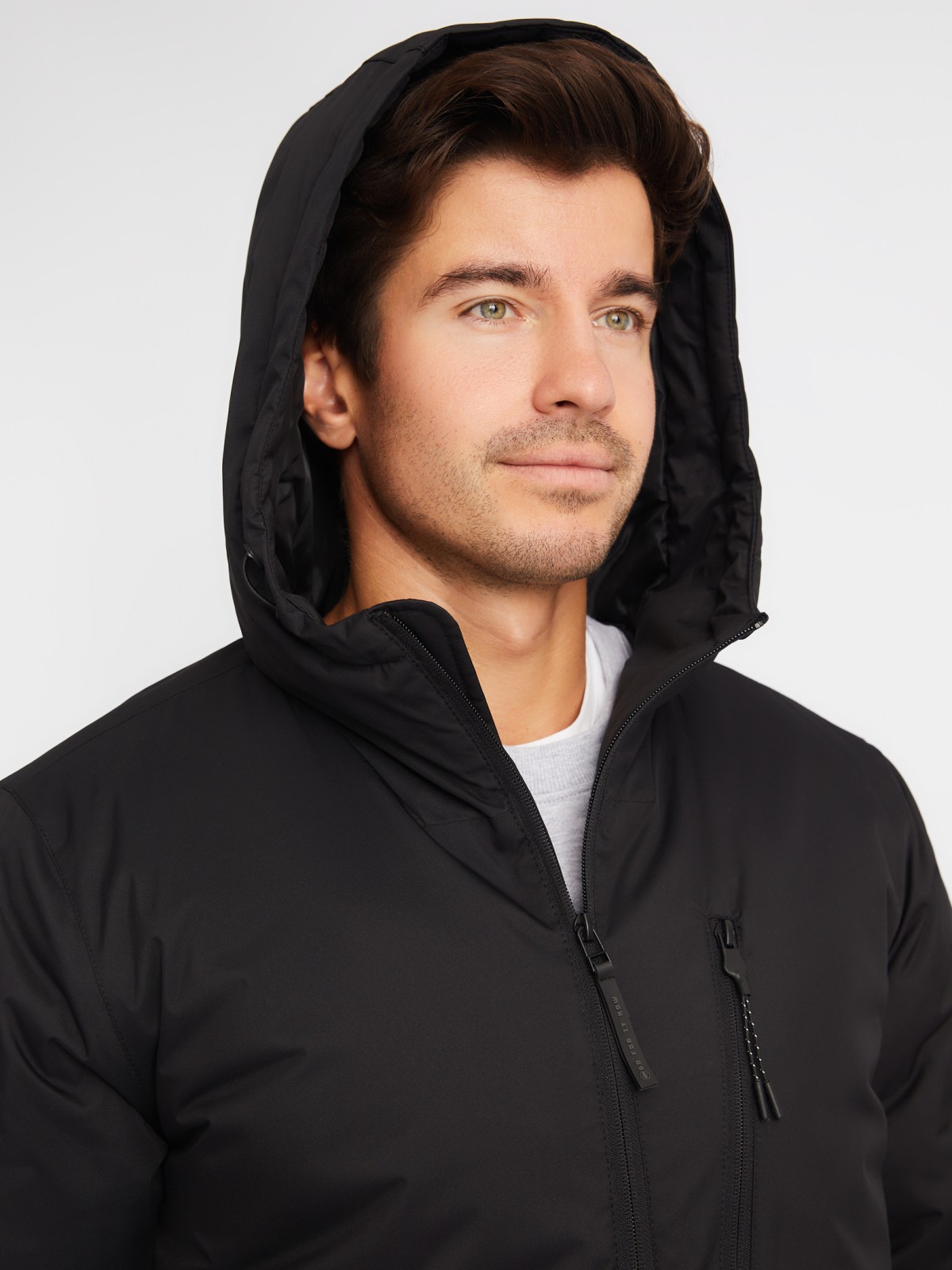 Тёплая куртка с капюшоном на синтепоне zolla 01412510L124, цвет черный, размер M - фото 4