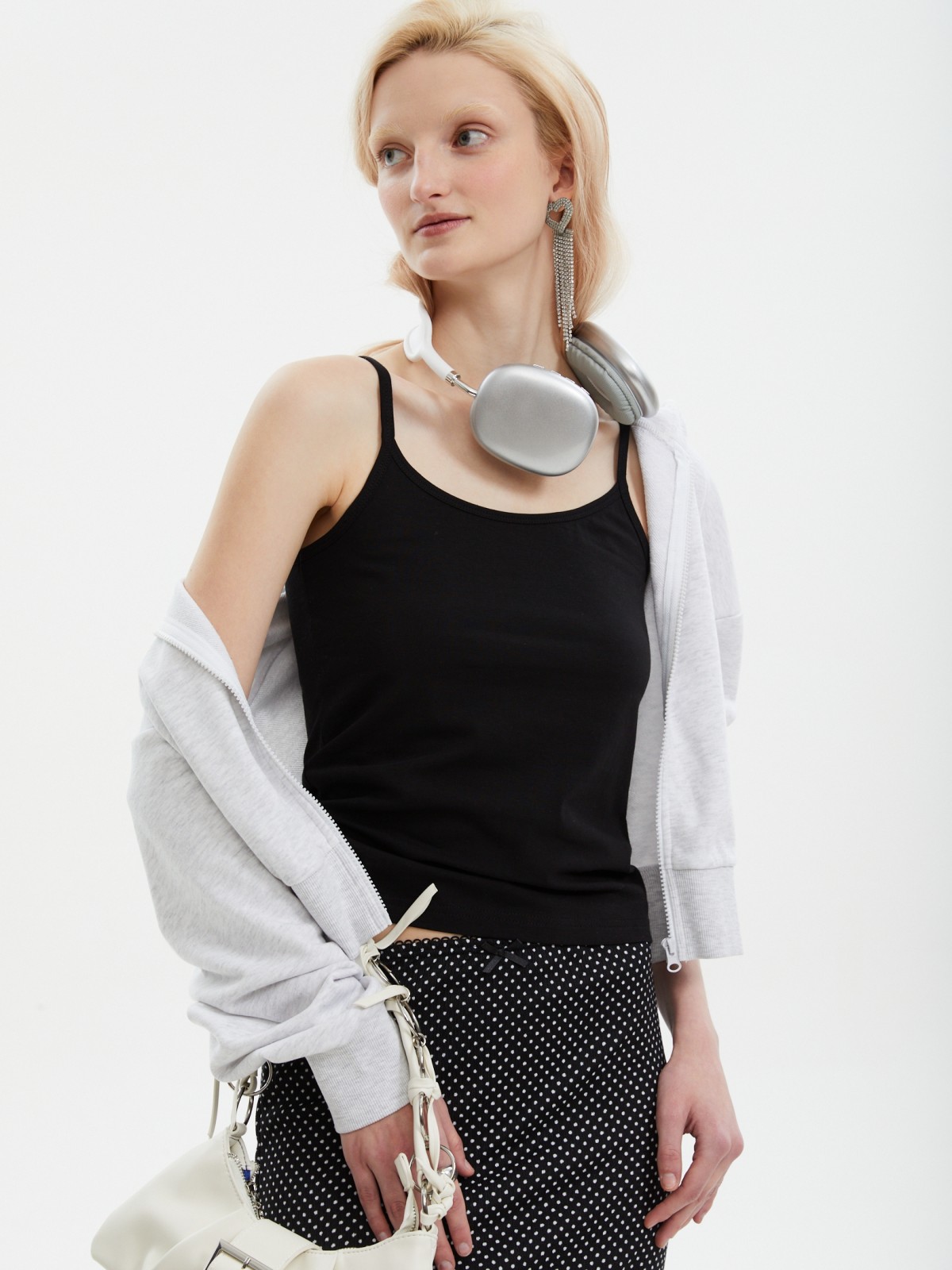 Майка-топ из хлопка на бретельках