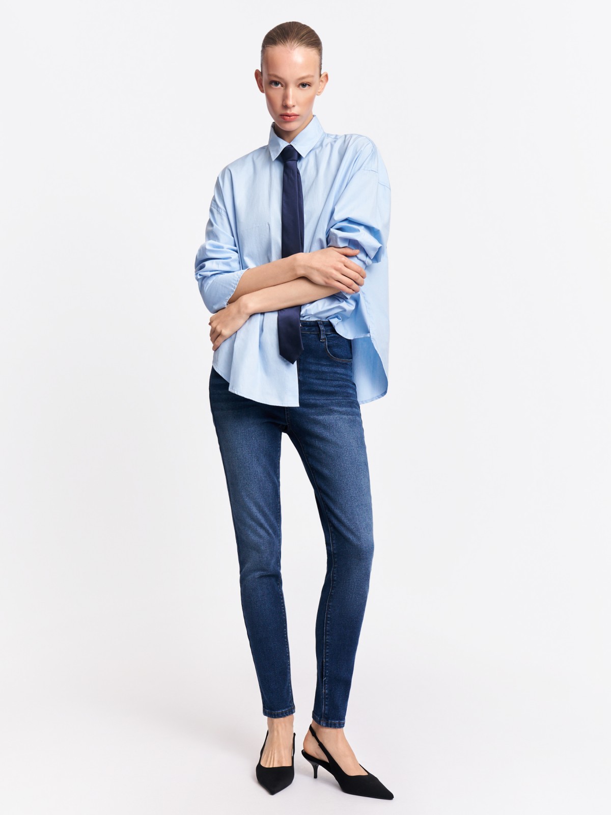 Утеплённые джинсы силуэта Skinny с начёсом