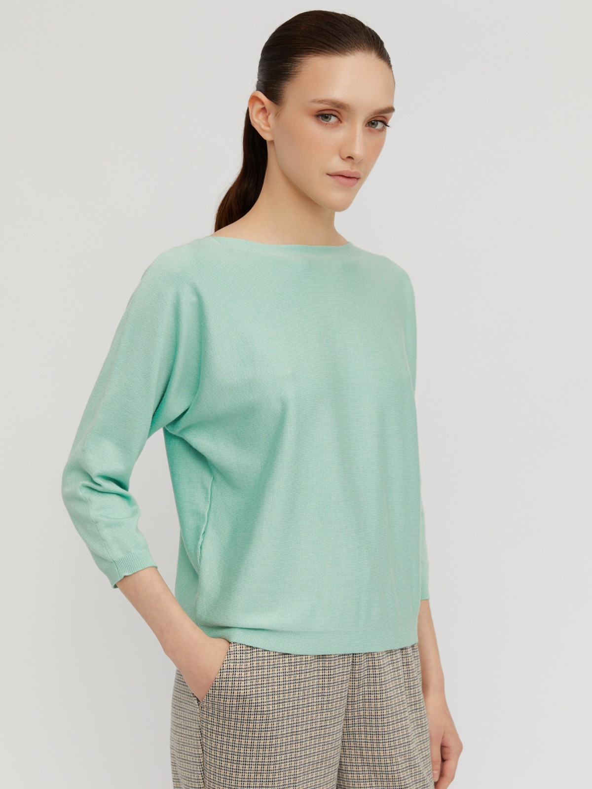 Джемпер из вязаного трикотажа с вырезом-лодочка