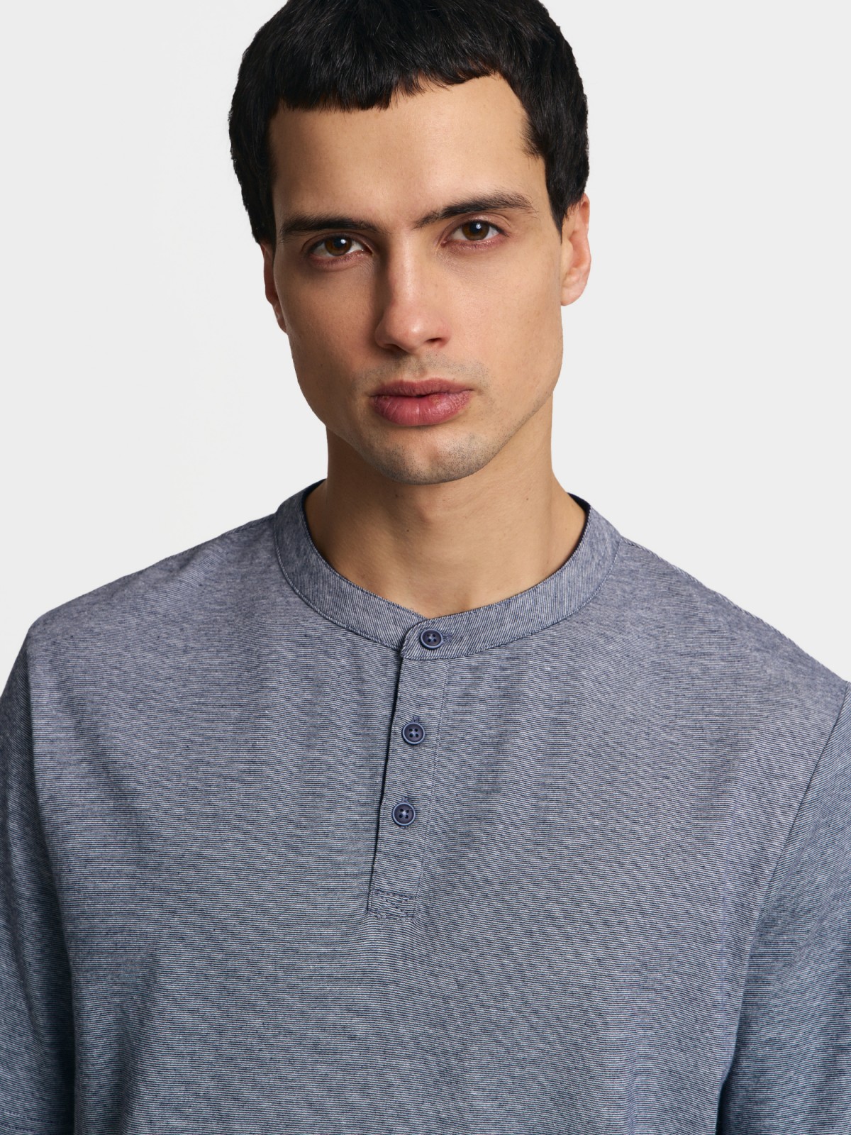 Футболка хенли из хлопка в полоску