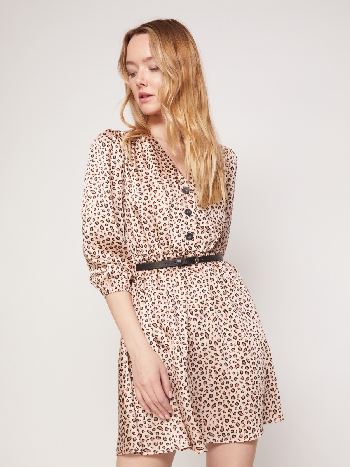 Платье с леопардовым принтом zolla 02131827J073, цвет бежевый, размер XS - фото 2